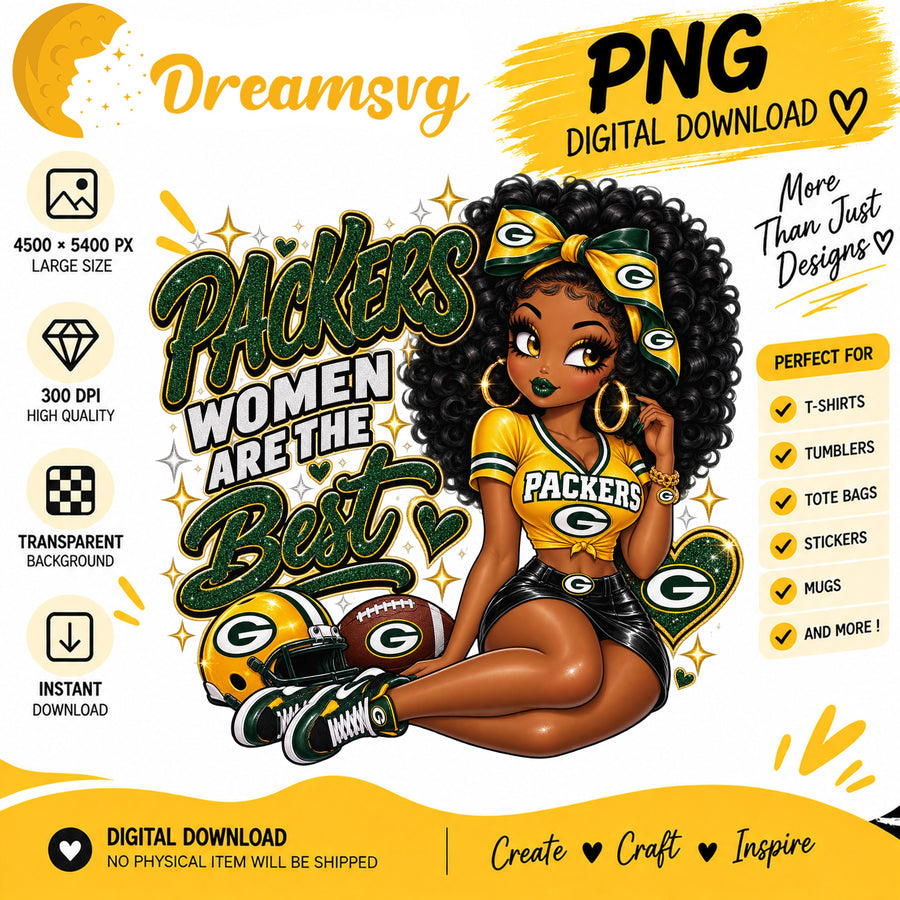 Packers Women Are The Best Black Girl Football Fan PNG