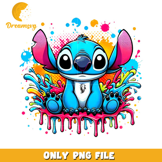 Painting stitch png, cute stitch png, lilo and stitch cartoon png