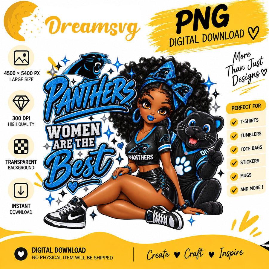 Panthers Women Are The Best Black Girl Football Fan PNG