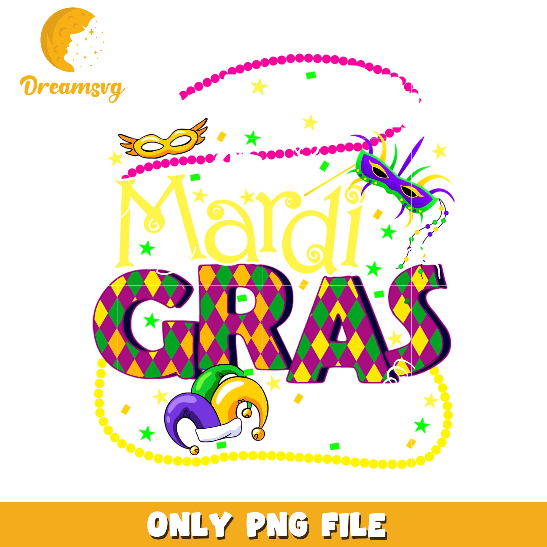 Party decorate beads and bling png, Mardi Gras party png