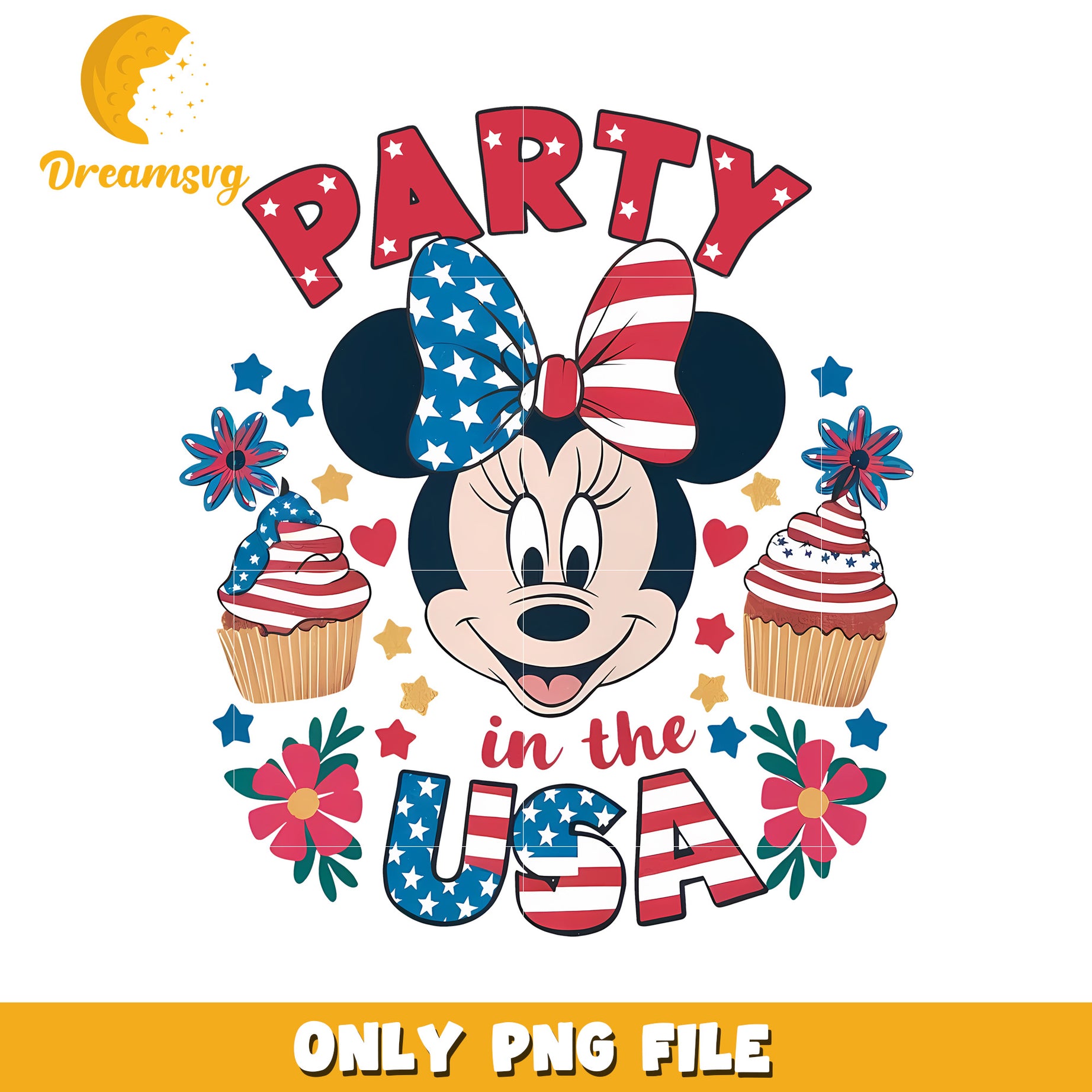 Party in the usa minnie mouse png, patriotic disney png, minnie mouse 4th of july png