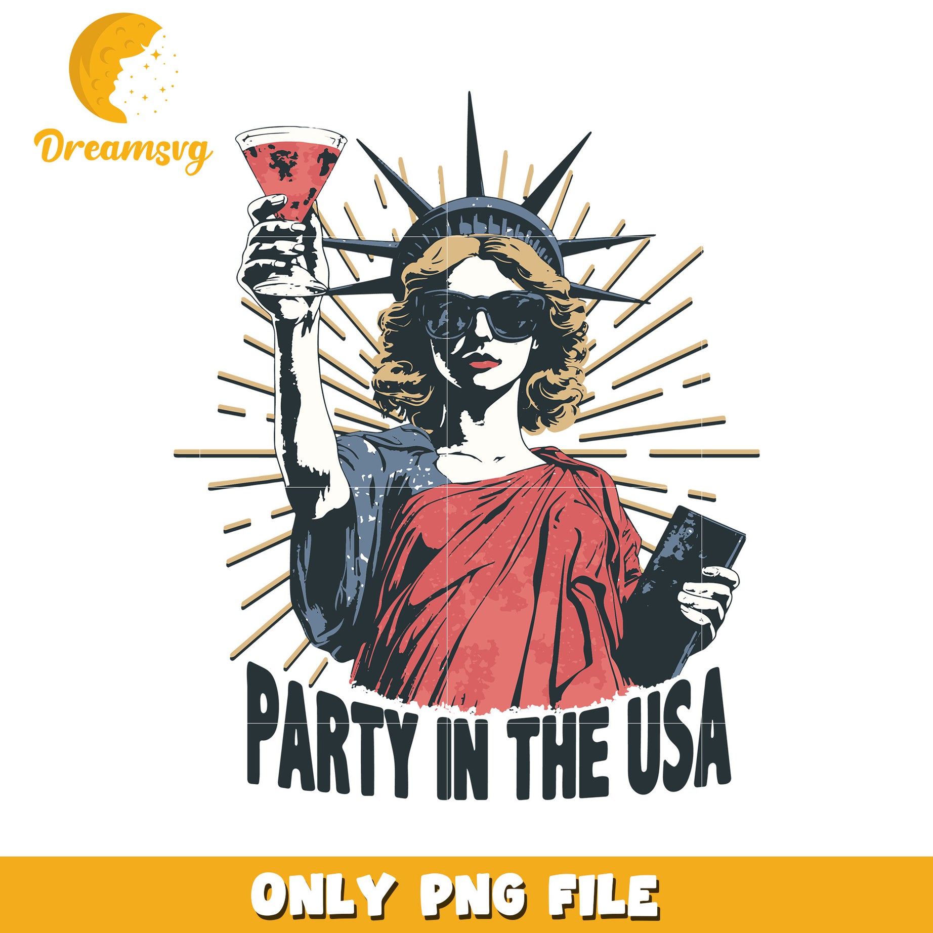 Party in the usa statue png, statue of liberty png, patriotic celebration png