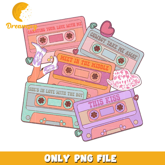 Pastel Cassette Tape PNG Sublimation