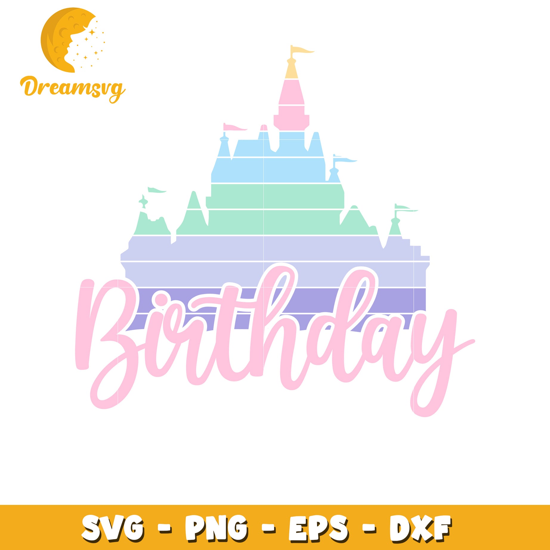 Pastel Castle Birthday SVG PNG EPS DXF