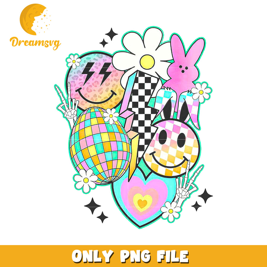 Pastel Easter Clipart PNG Smiley Faces, Bunny