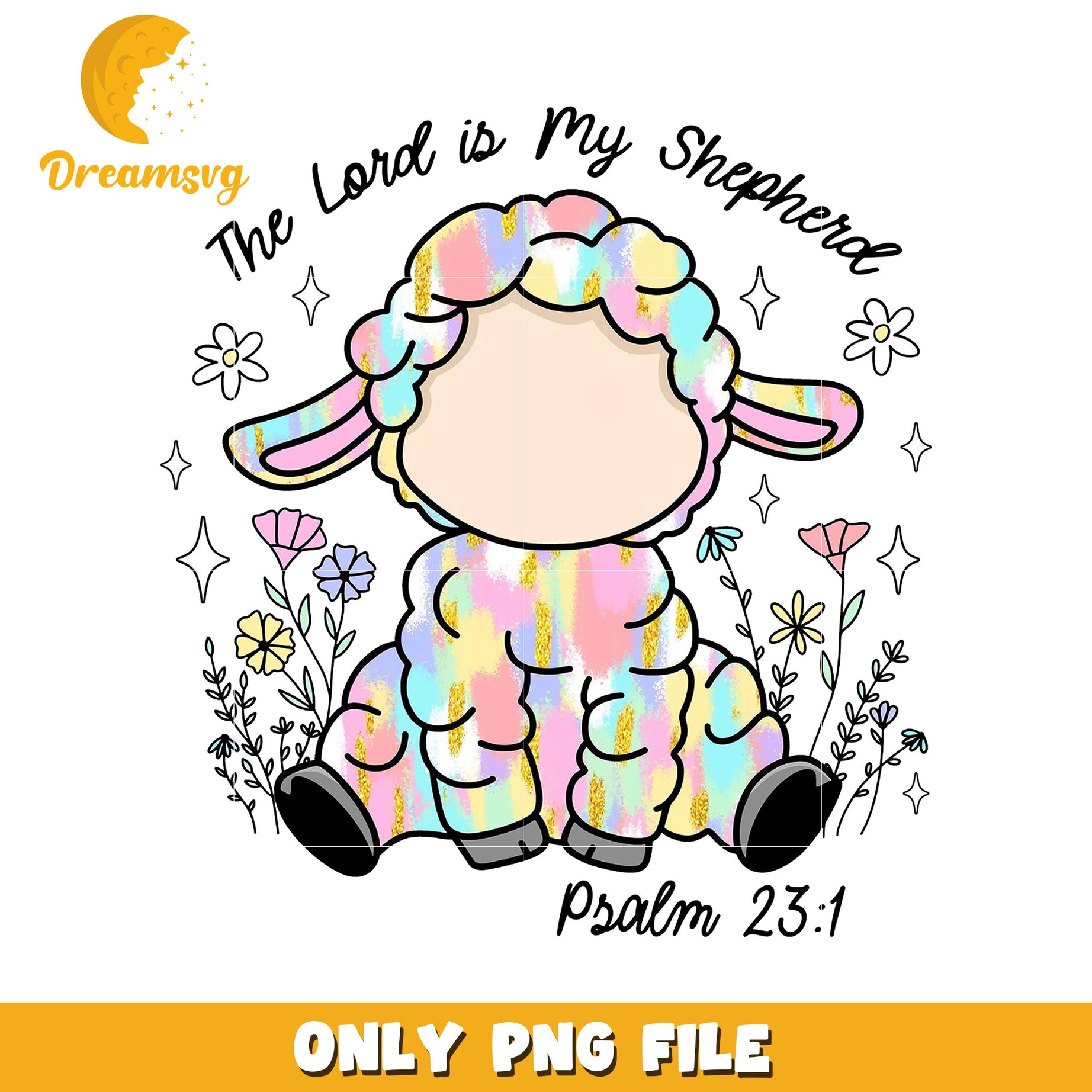 Pastel Lamb Psalm 231 PNG