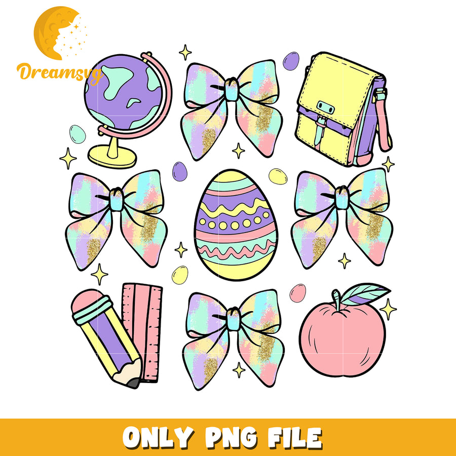 Pastel Rainbow School Supplies PNG