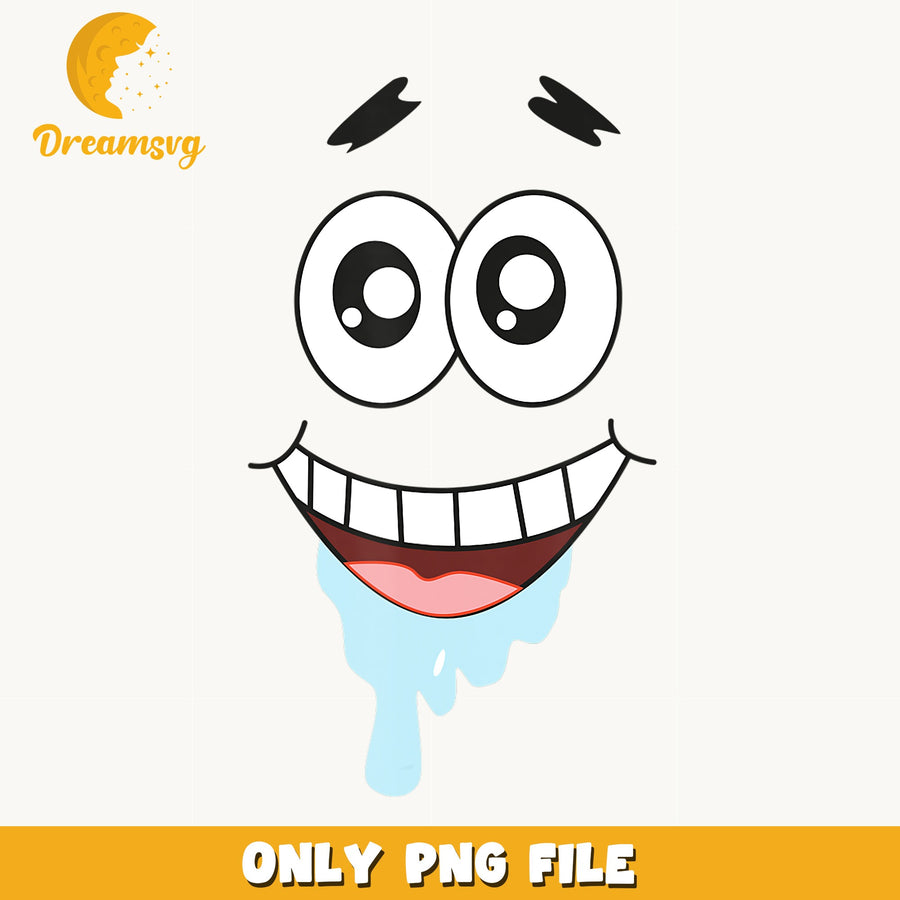 Patrick Star Drooling Face PNG, Spongebob Character Design, Funny PNG