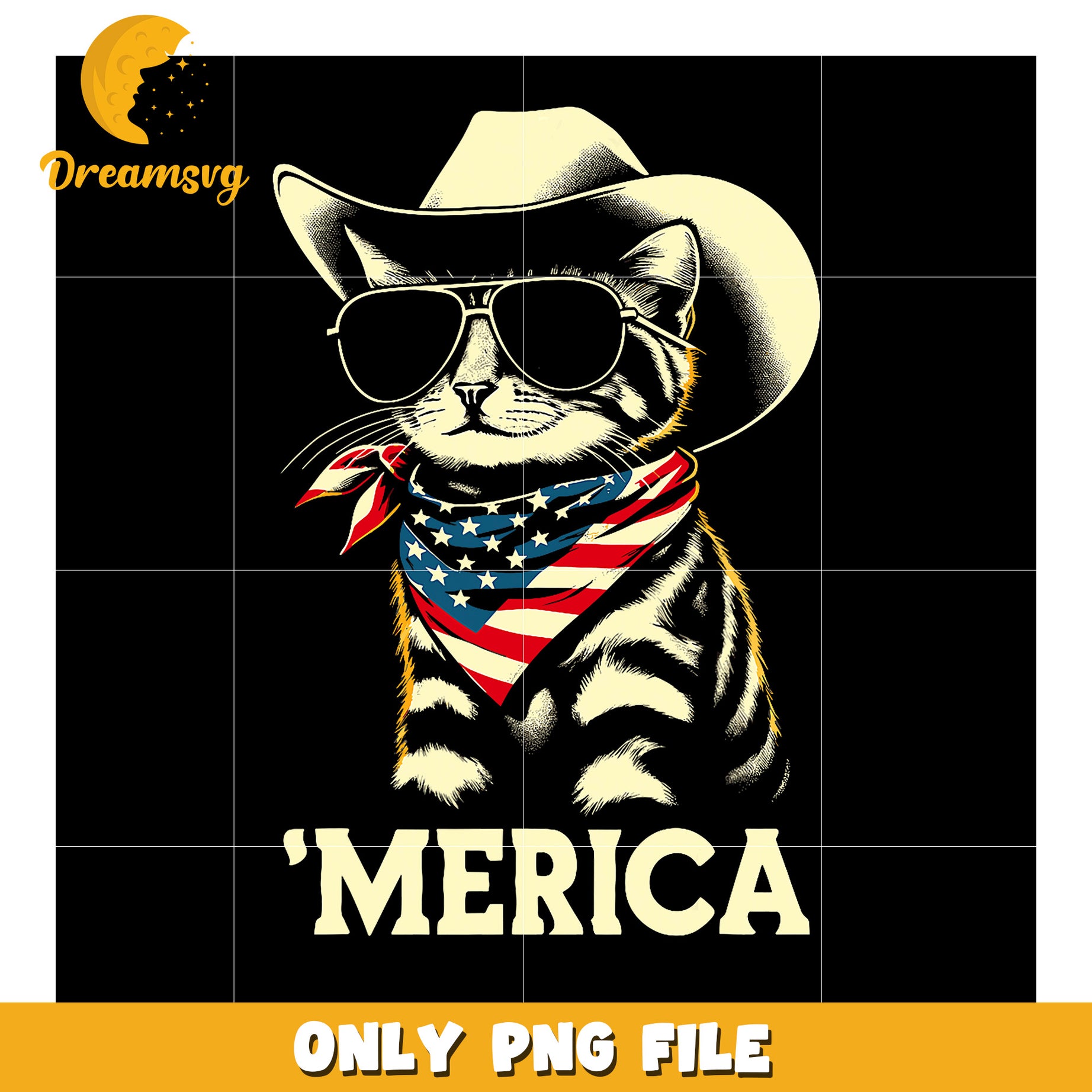 Patriotic Cat PNG 'Merica Cowboy Sunglasses