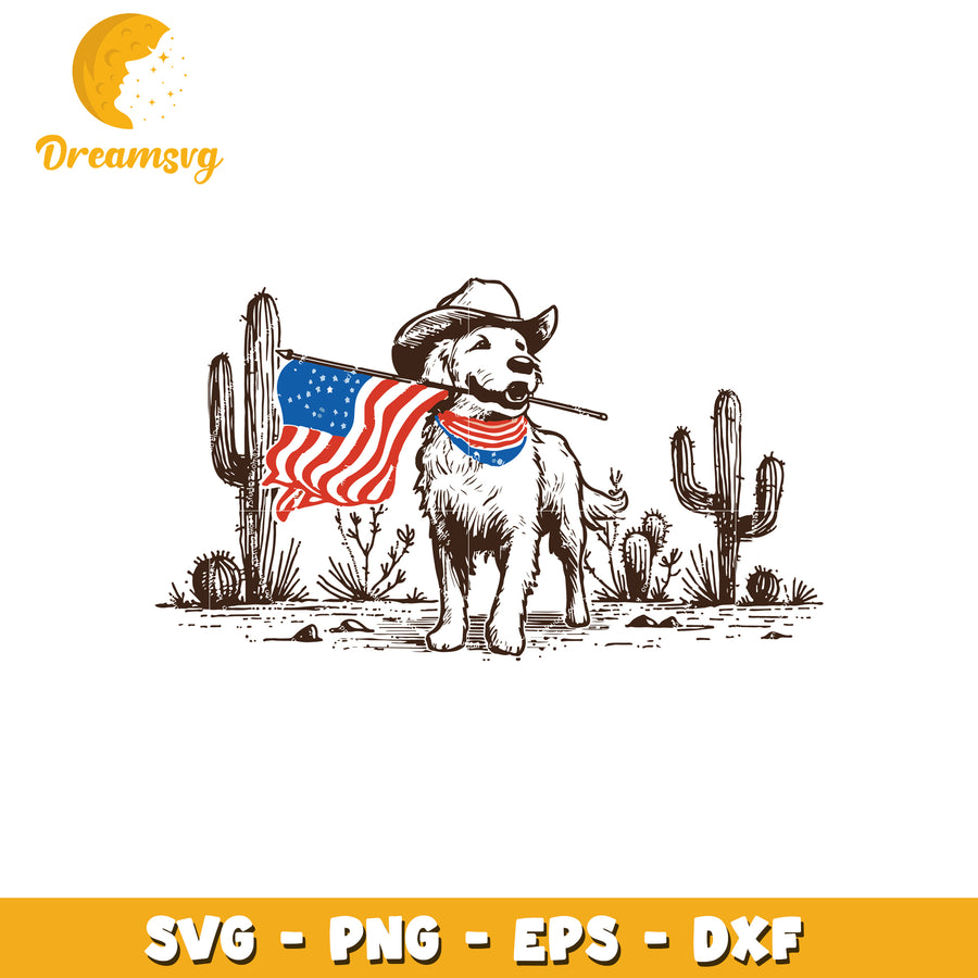 Patriotic Cowboy Dog SVG Cut File
