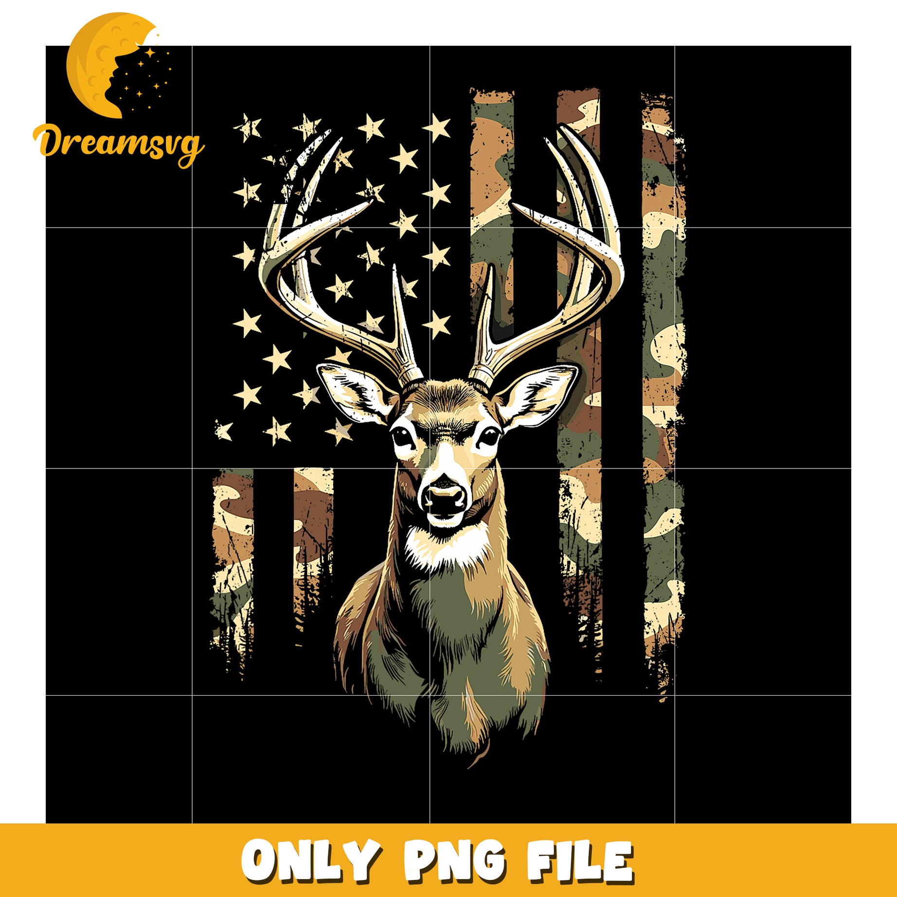 Patriotic Deer Camo PNG Hunting Design