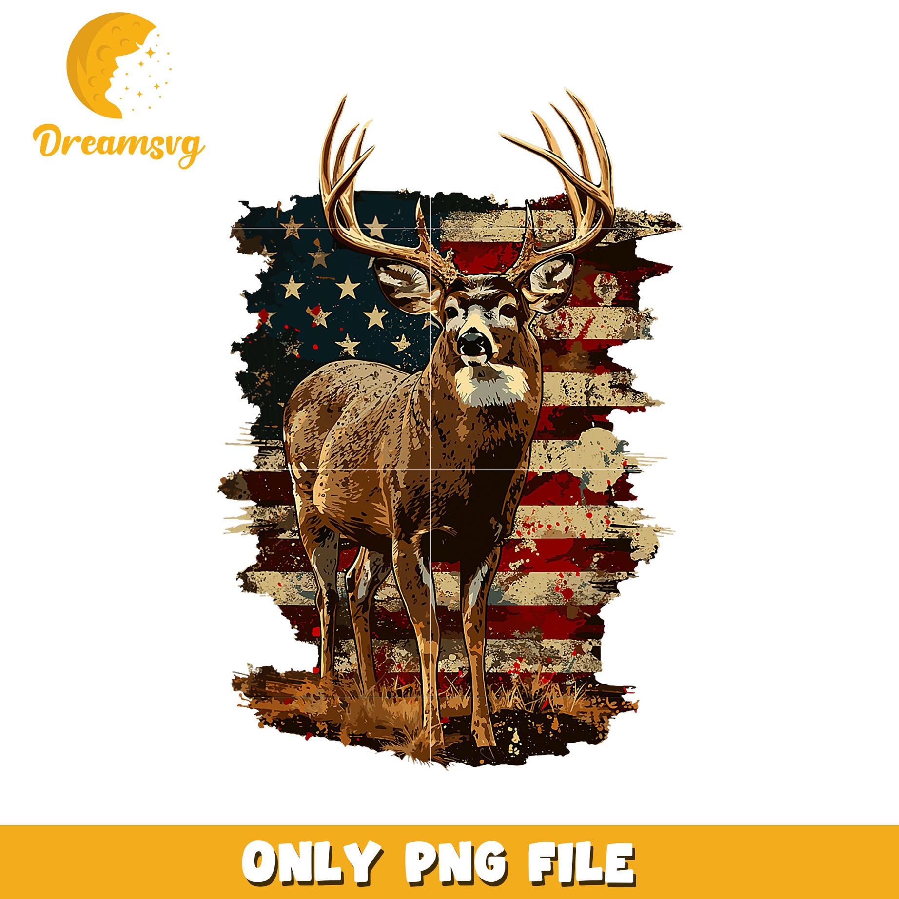 Patriotic Deer PNG American Flag Buck Sublimation