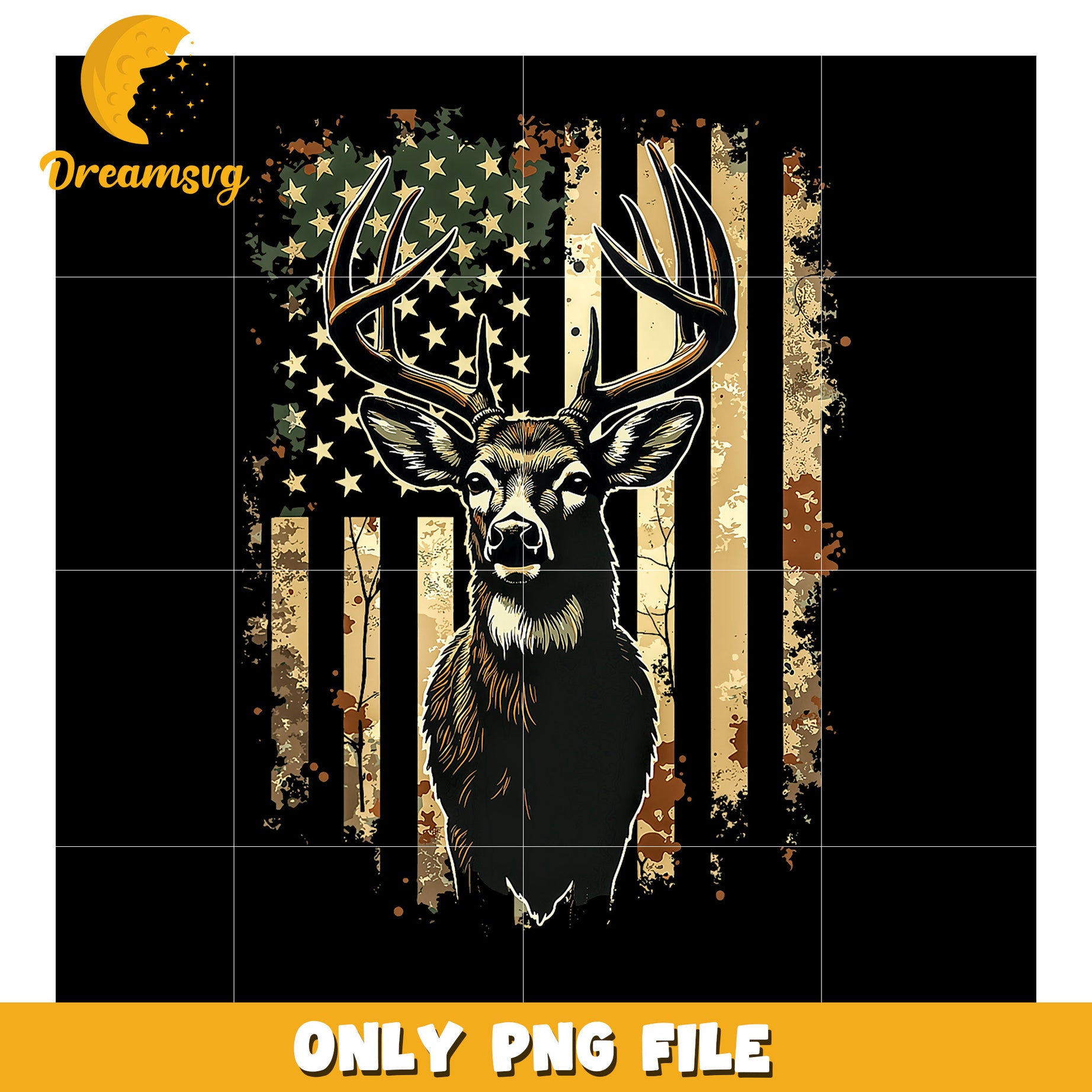 Patriotic Deer PNG Camo American Flag Buck
