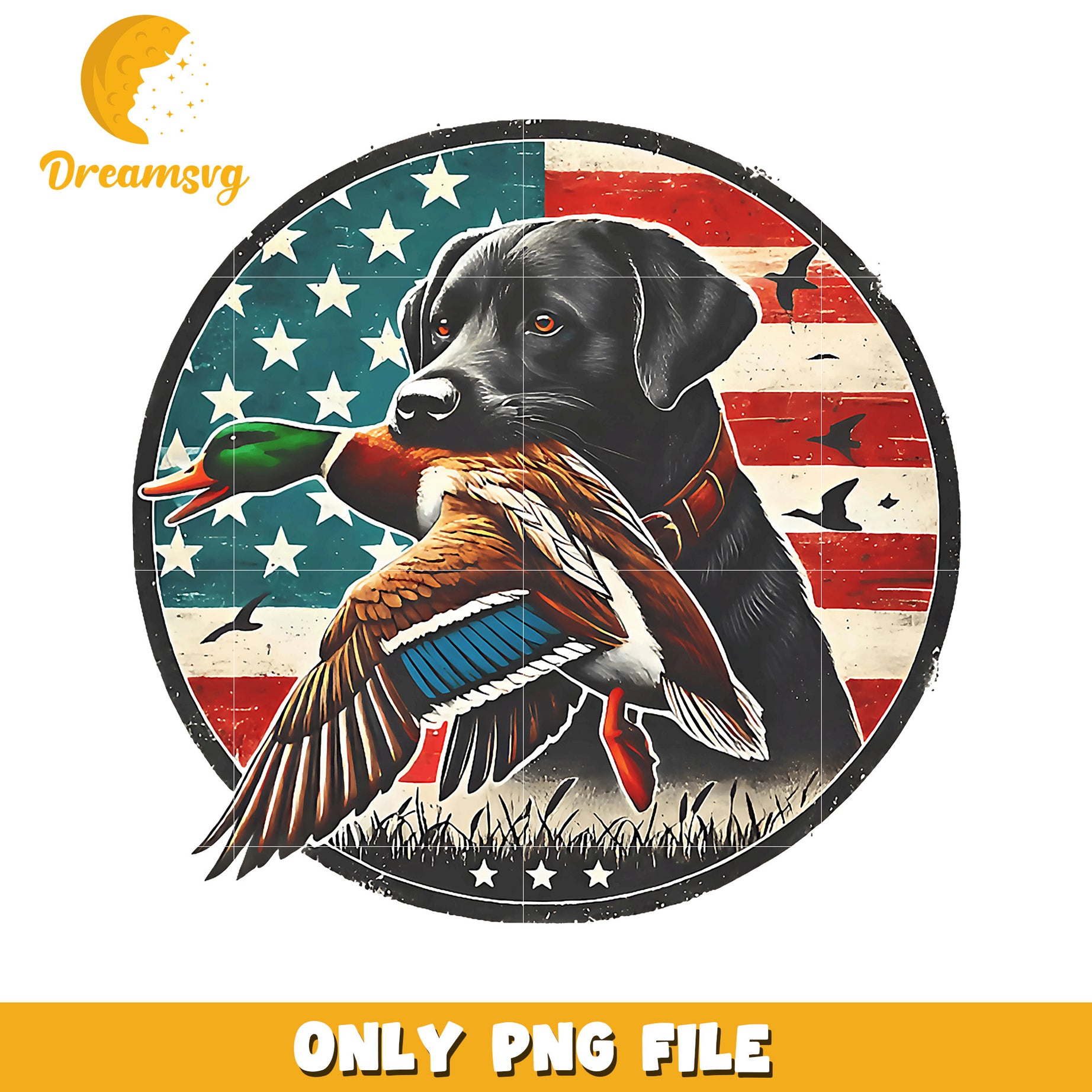 Patriotic Dog with Duck PNG