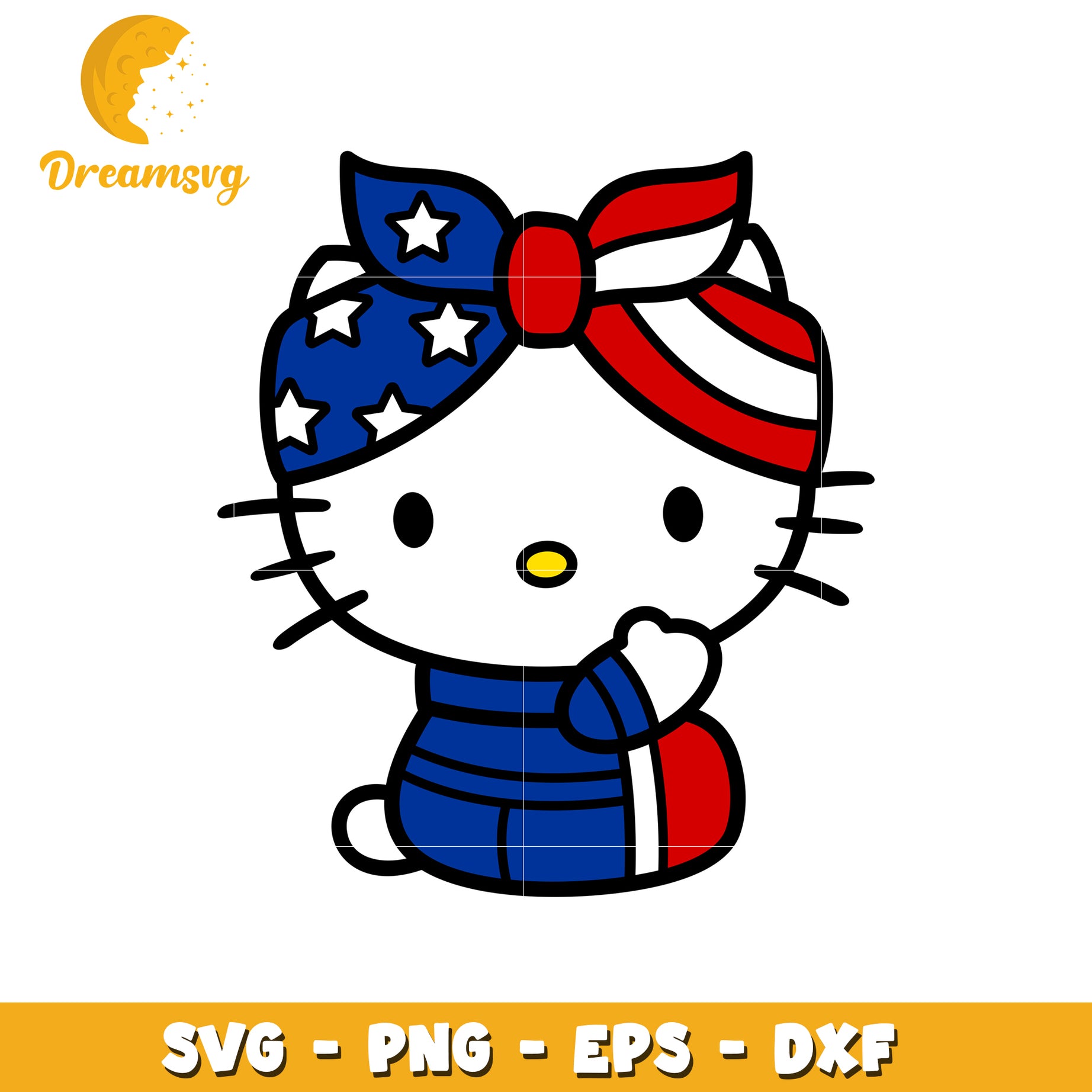 Patriotic Hello Kitty SVG PNG EPS DXF