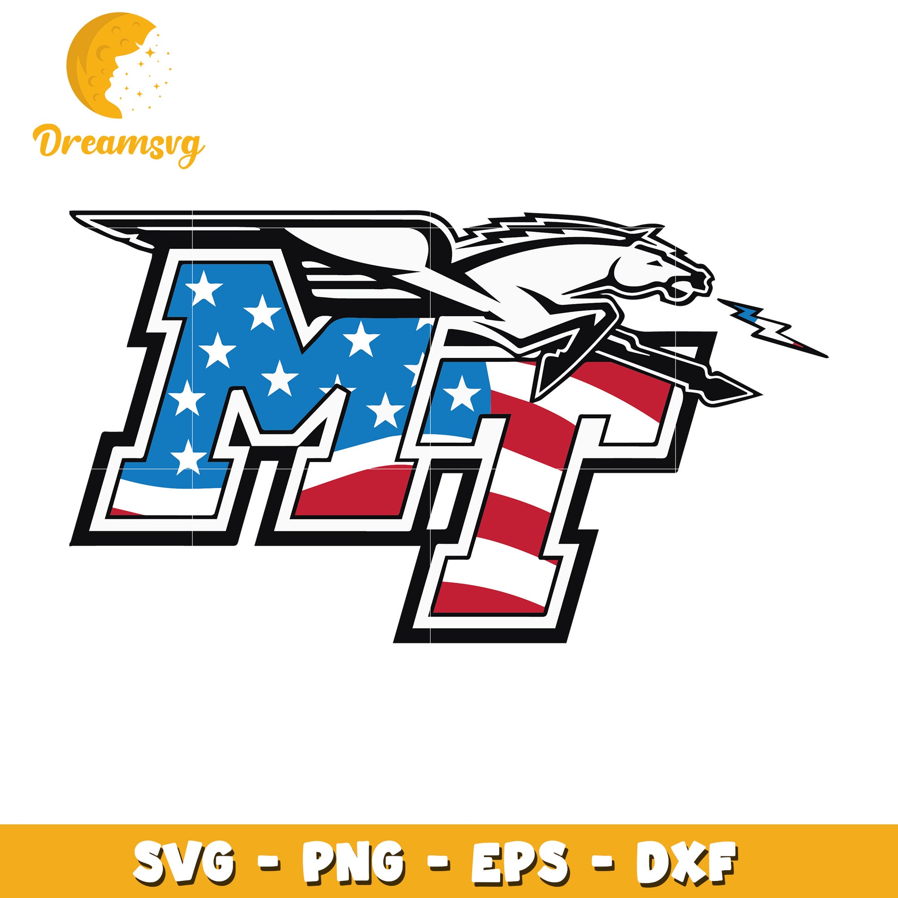 Patriotic MT Mustang SVG Cut File