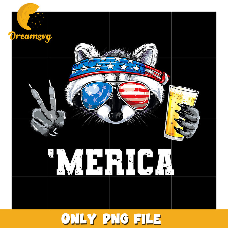 Patriotic Raccoon PNG 4th of July Design
