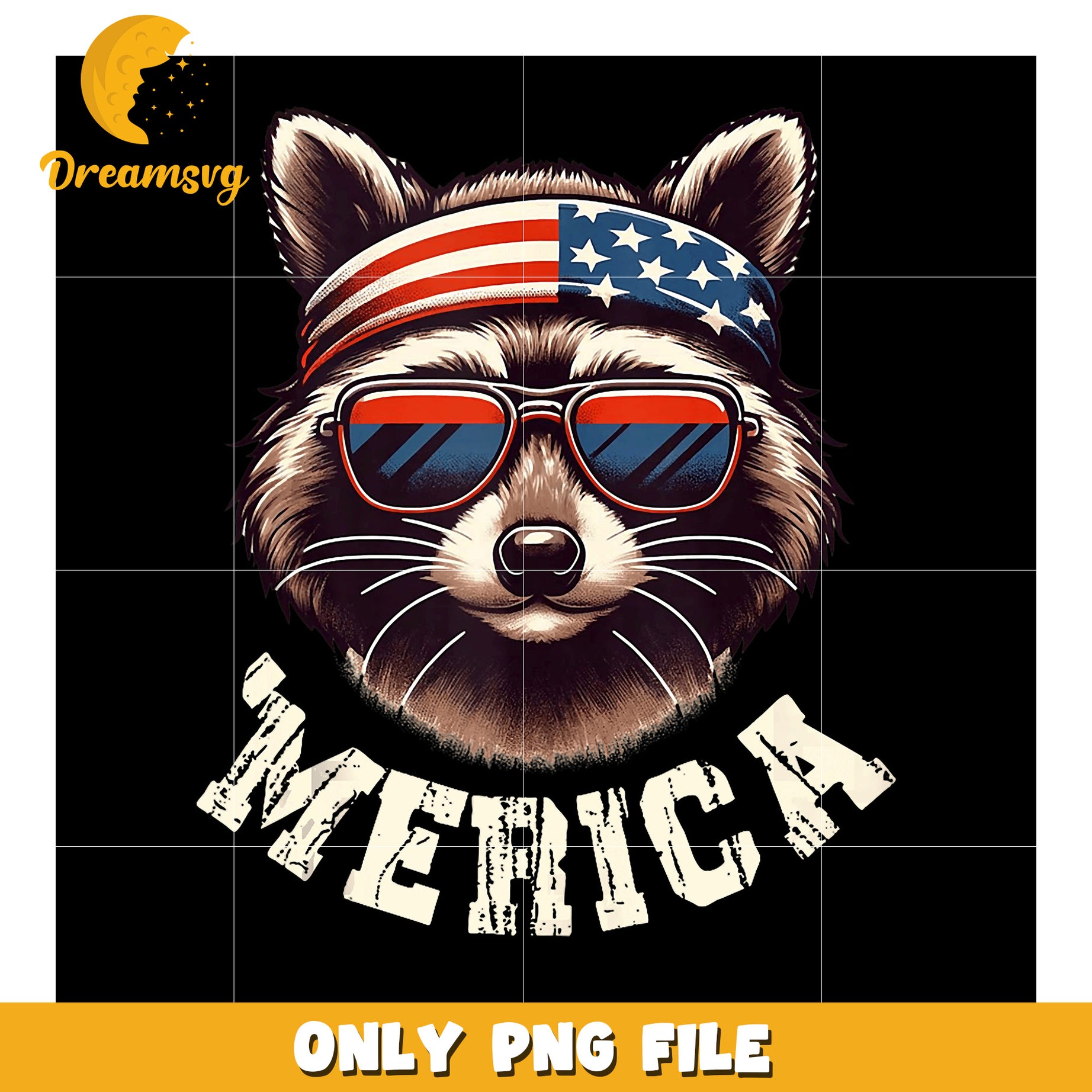 Patriotic Raccoon PNG Merica Sunglasses Design