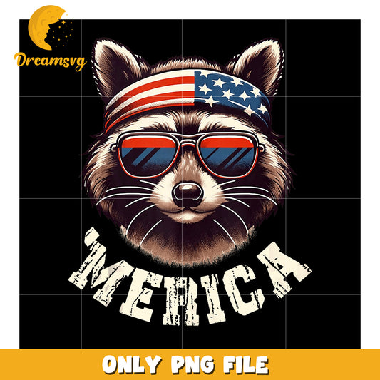 Patriotic Raccoon PNG Merica Sunglasses Design