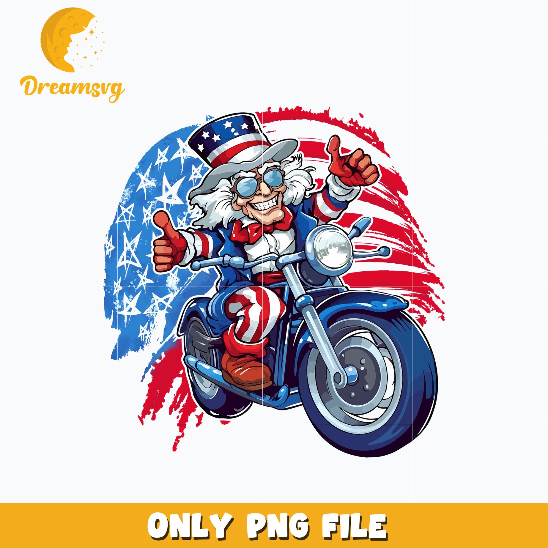 Patriotic Uncle Sam Motorcycle png