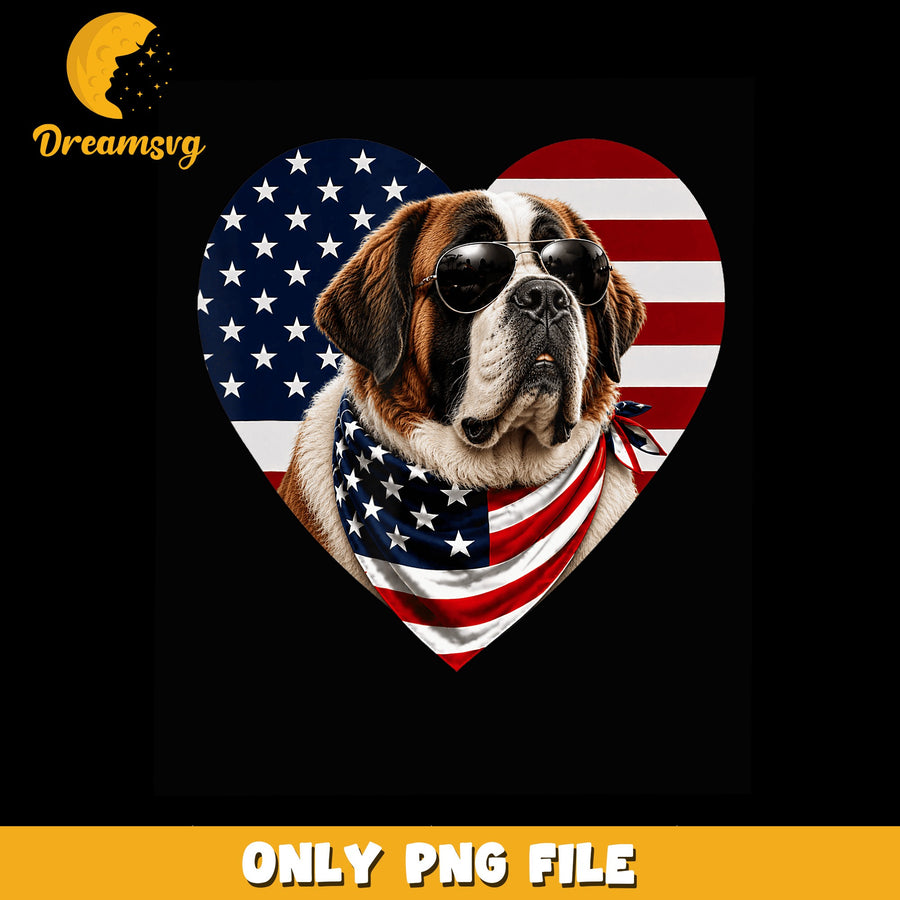 Patriotic Dog PNG, American Flag Heart, Cute Design PNG
