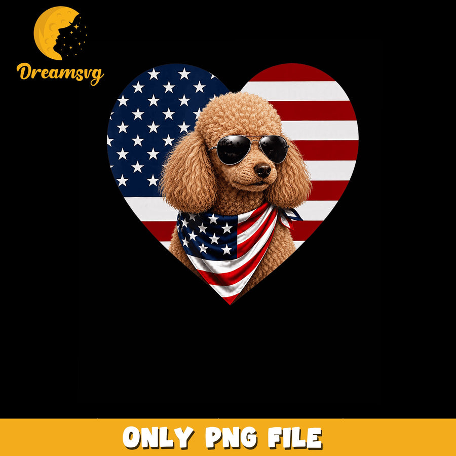 Patriotic Dog PNG, Heart Design, American Pride PNG