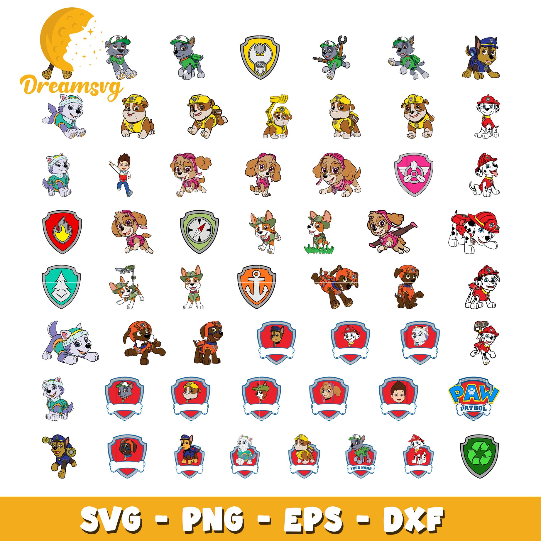 Members paw patrol cartoon bundle svg, paw patrol characters​ svg