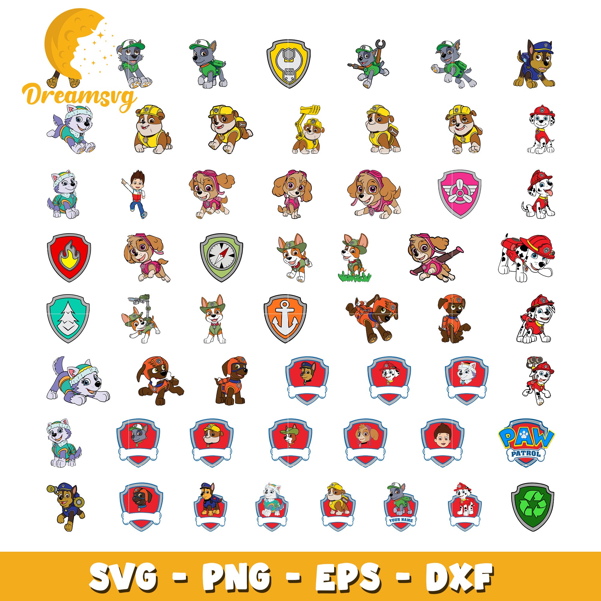 Members paw patrol cartoon bundle svg, paw patrol characters​ svg