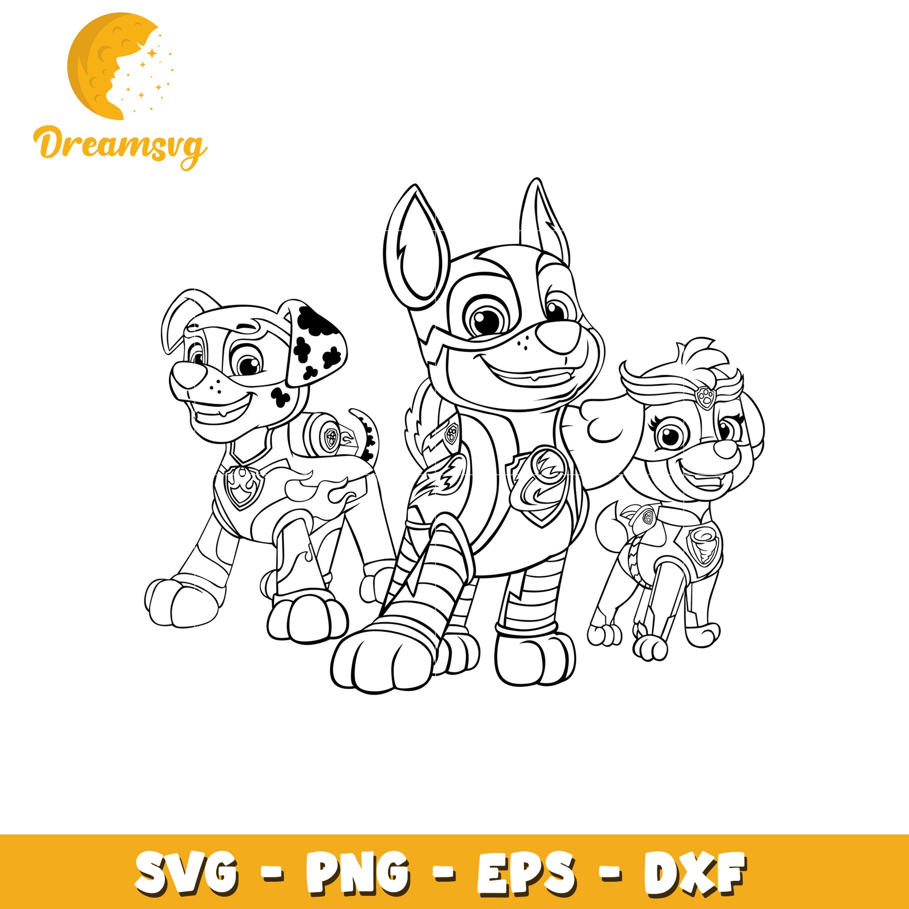 Paw Patrol Mighty Pups Coloring SVG