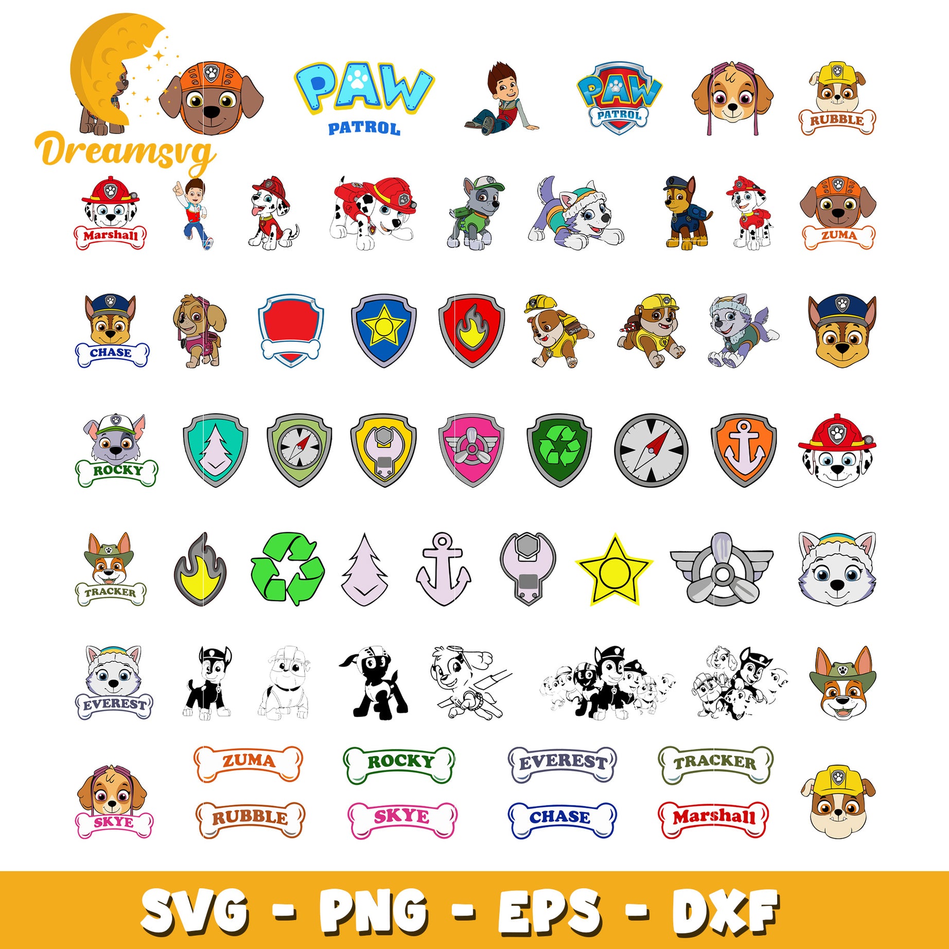 Paw Patrol symbols svg, paw patrol mighty movie svg