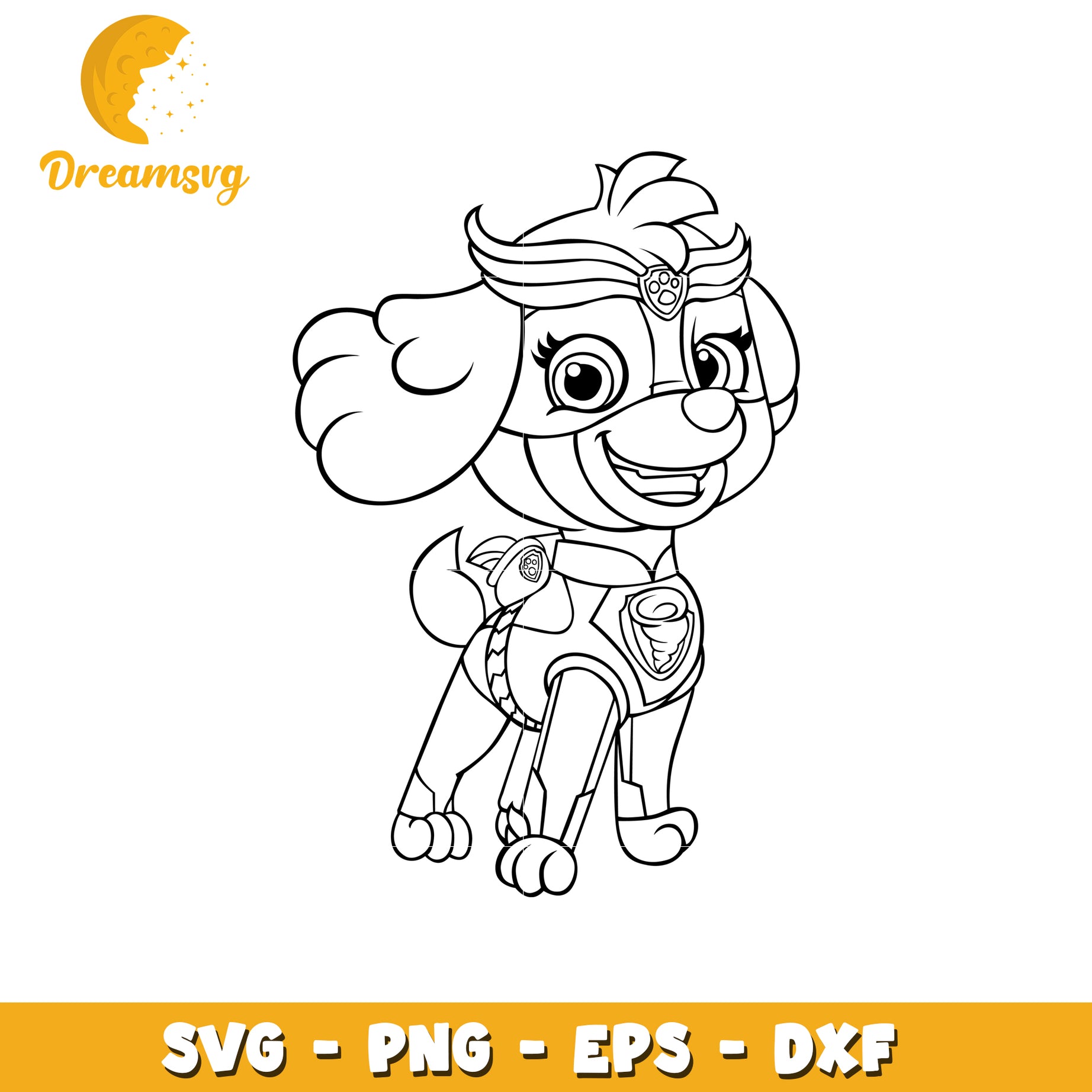 Paw Patrol Skye SVG Coloring Page PNG EPS DXF