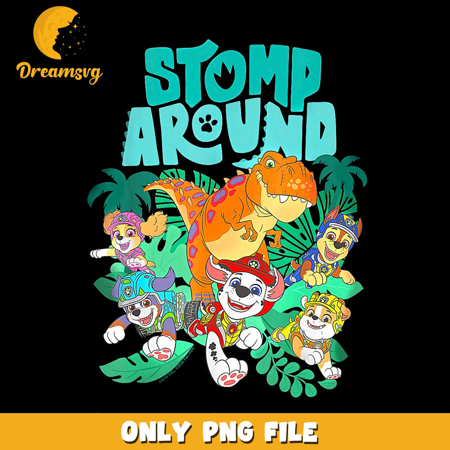 Paw Patrol Stomp Around Dinosaur PNG, Marshall Chase Skye, Kids PNG v2