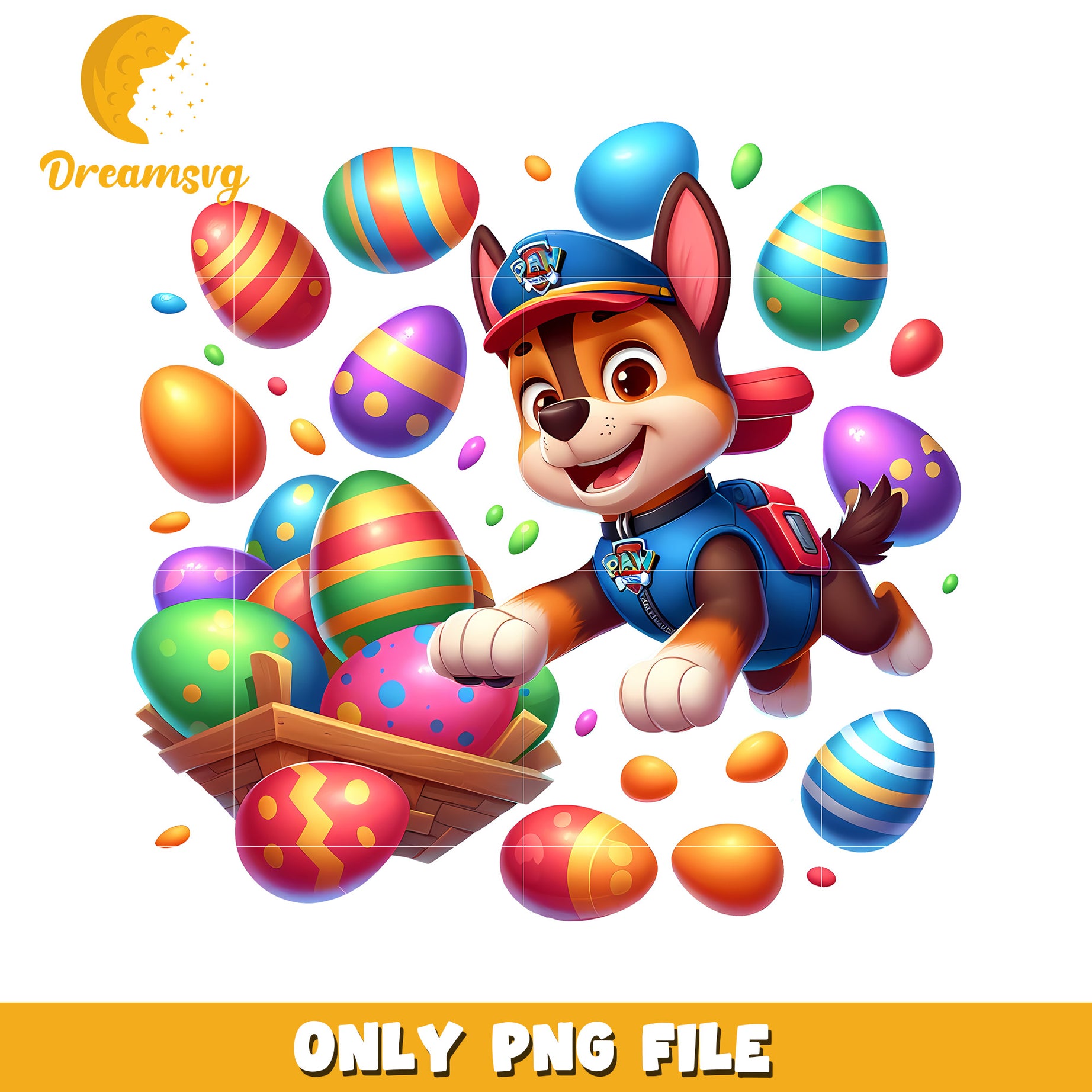 Paw patrol chase easter eggs png, easter day png, cartoon png