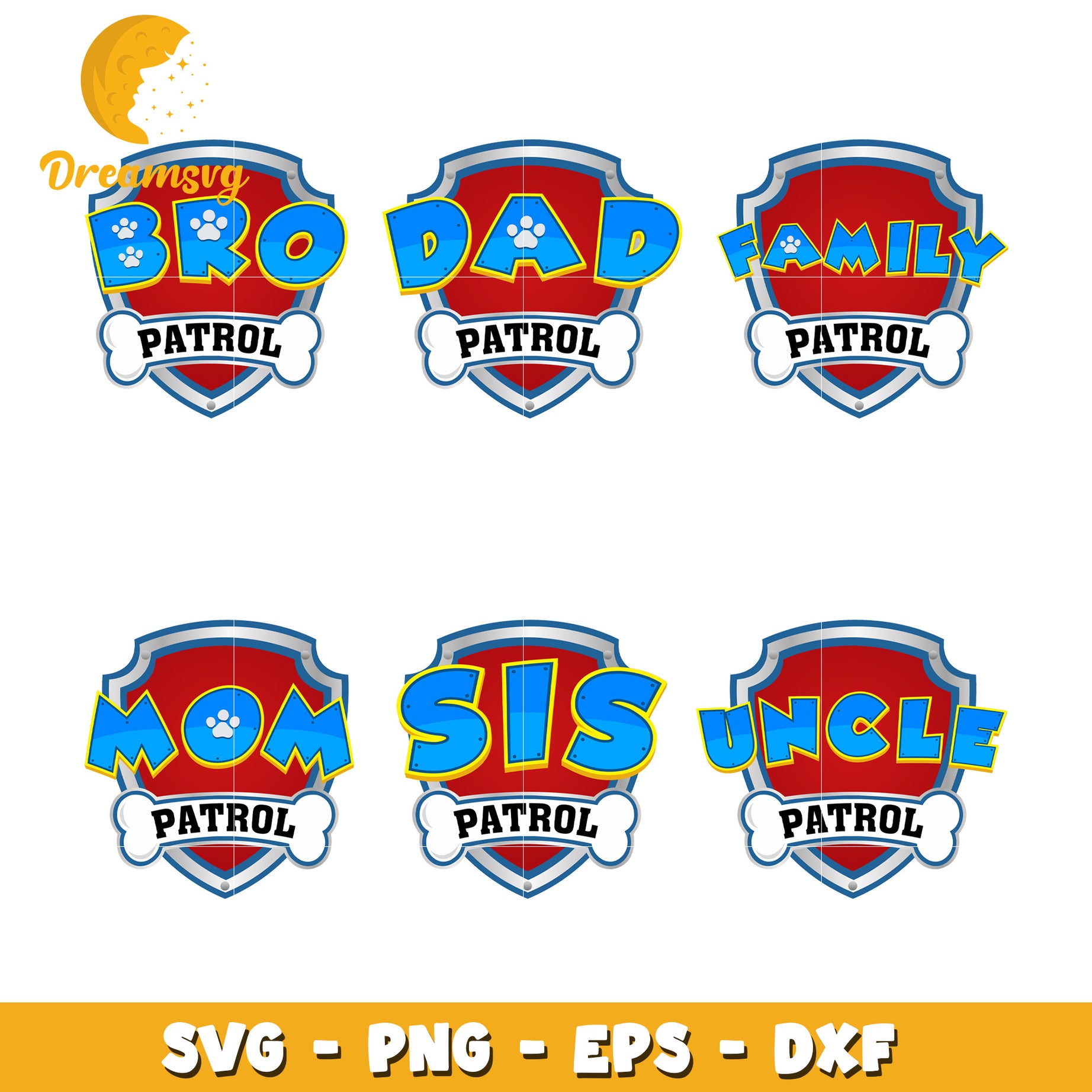 Paw Patrol family patrol svg, paw patrol mighty movie svg