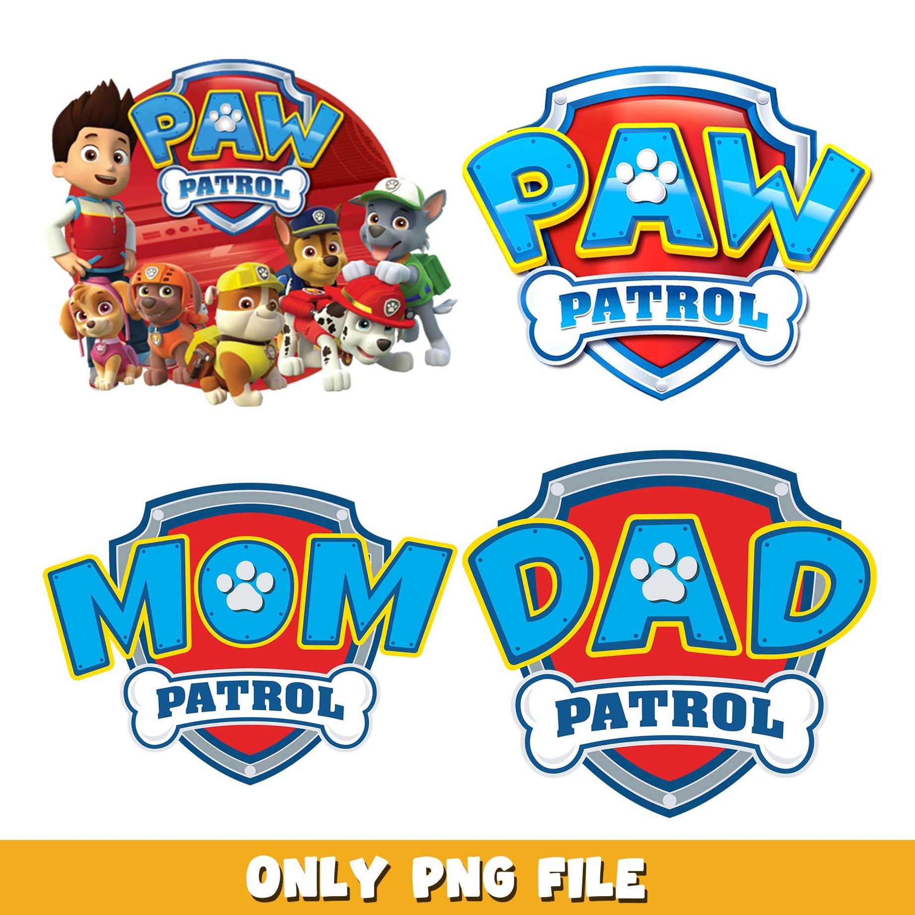 Paw Patrol family logo png, Paw patrol  bundle png, cartoon png 