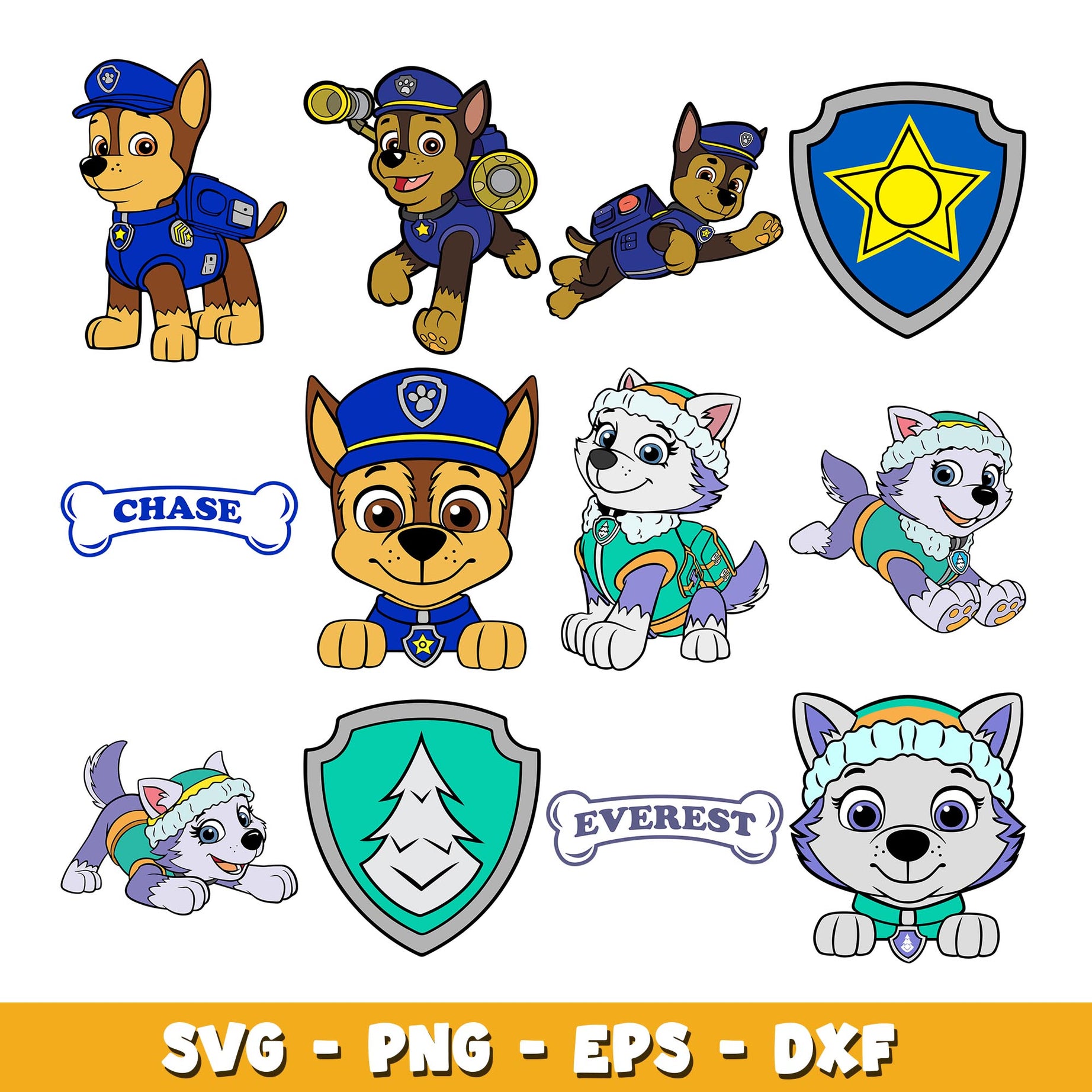 Everest and chase svg, Paw Patrol bundle svg, cartoon svg