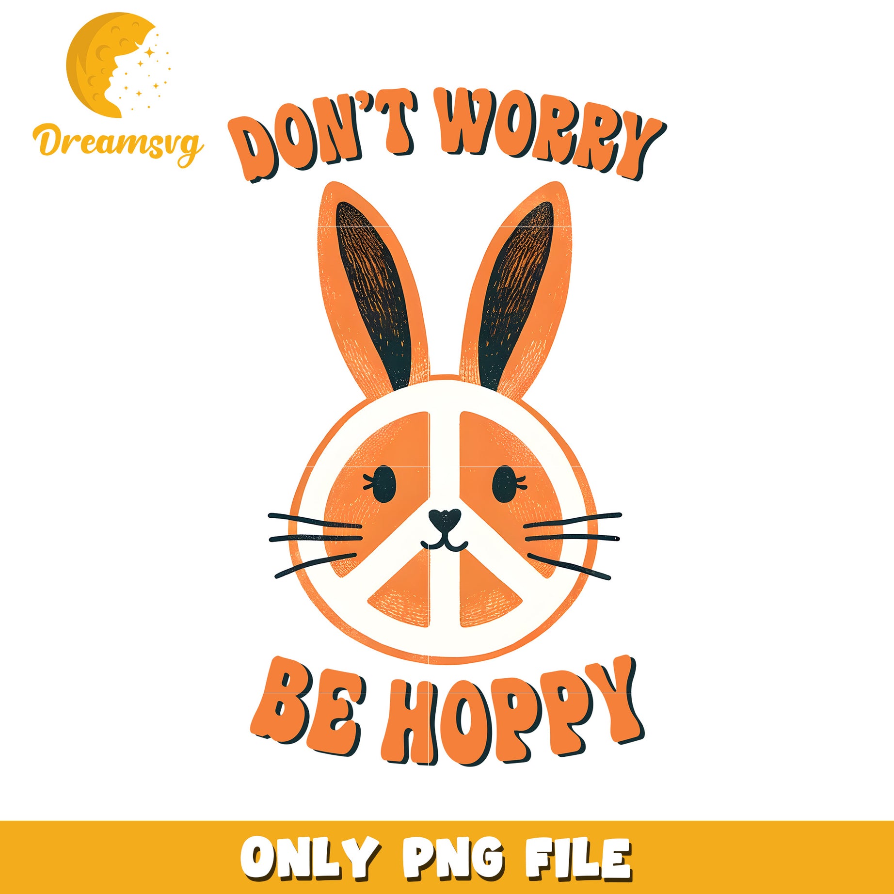 Peace Bunny PNG Dont Worry Be Hoppy Retro Image