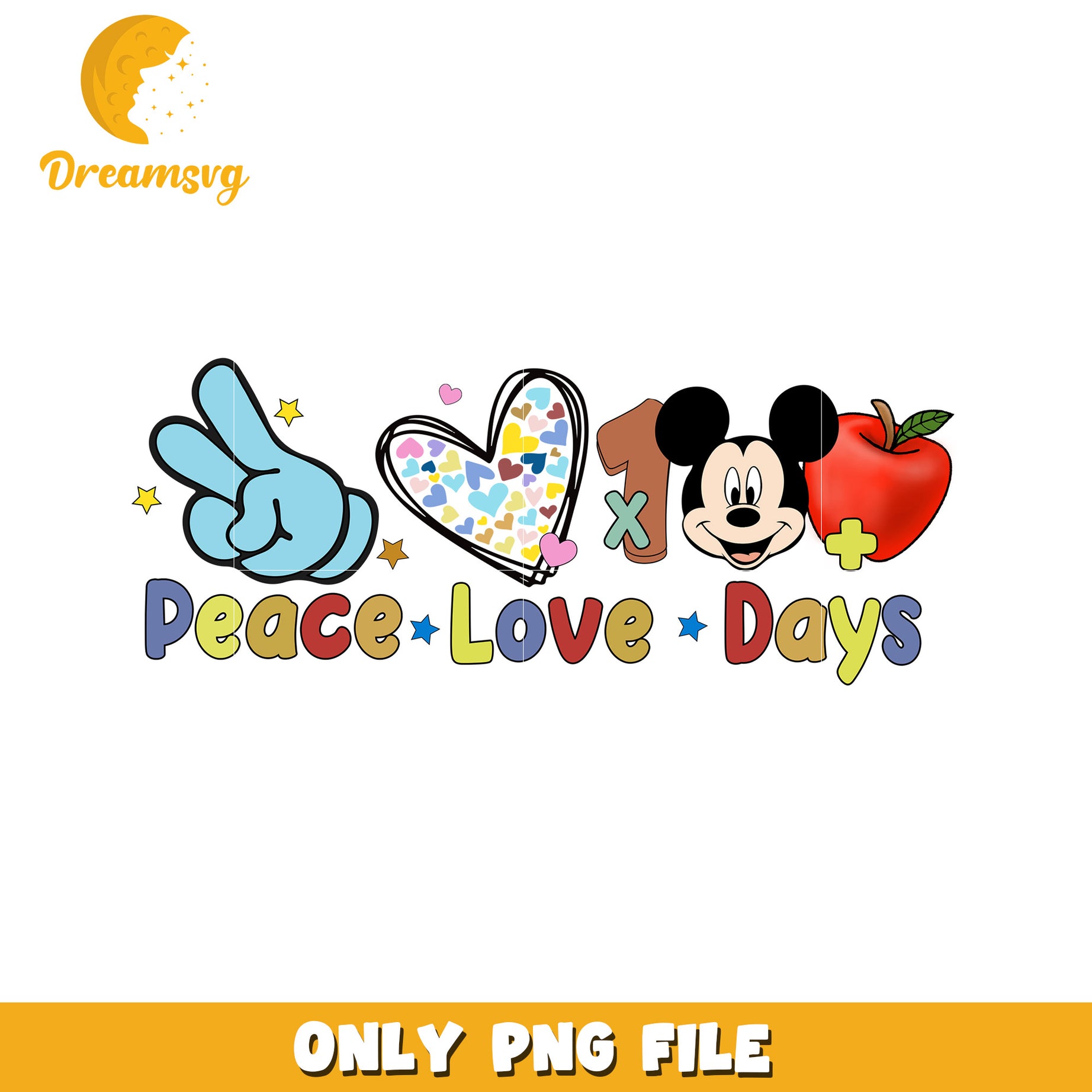 Peace Love Days Mickey PNG