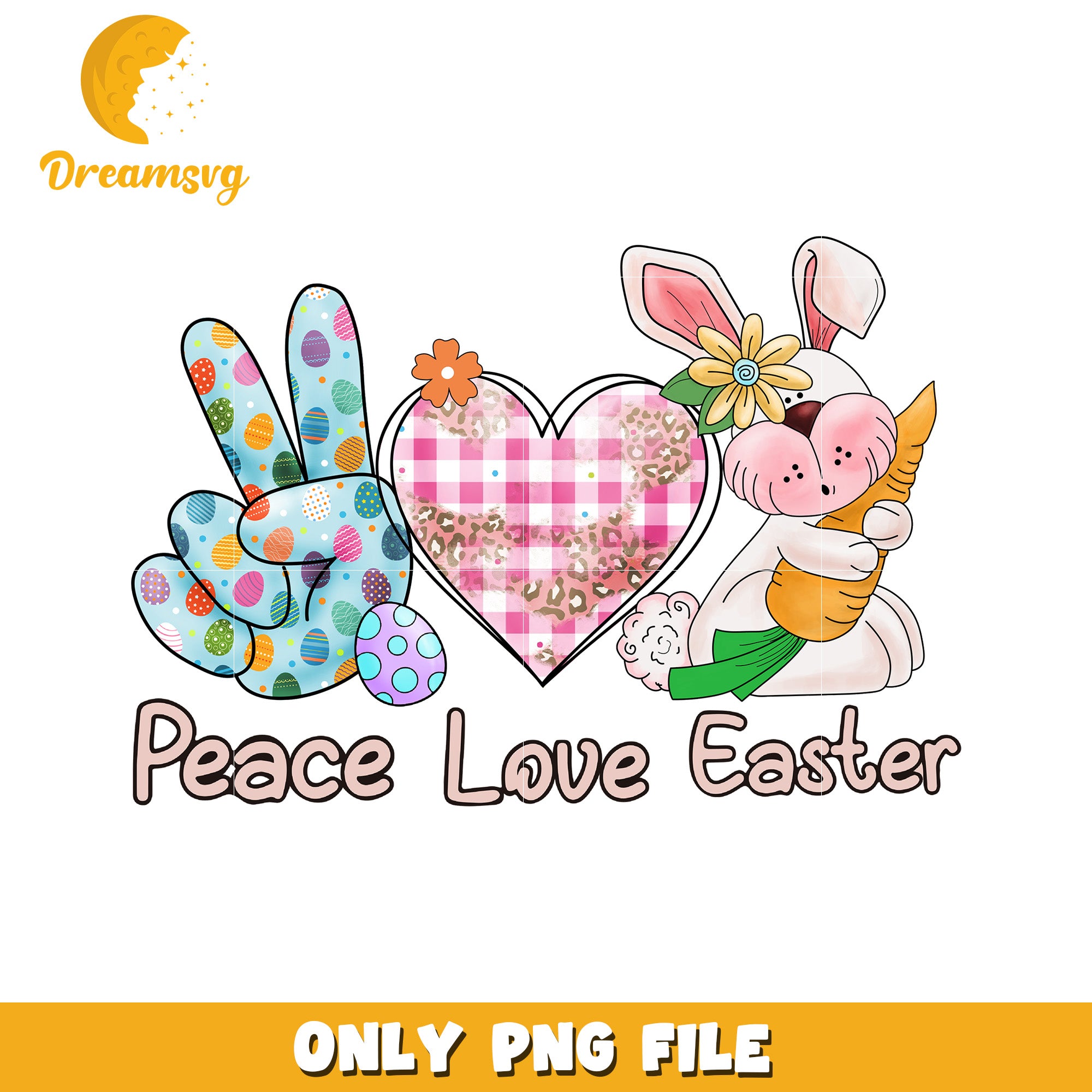 Peace Love Easter Bunny PNG Colorful Design for Spring