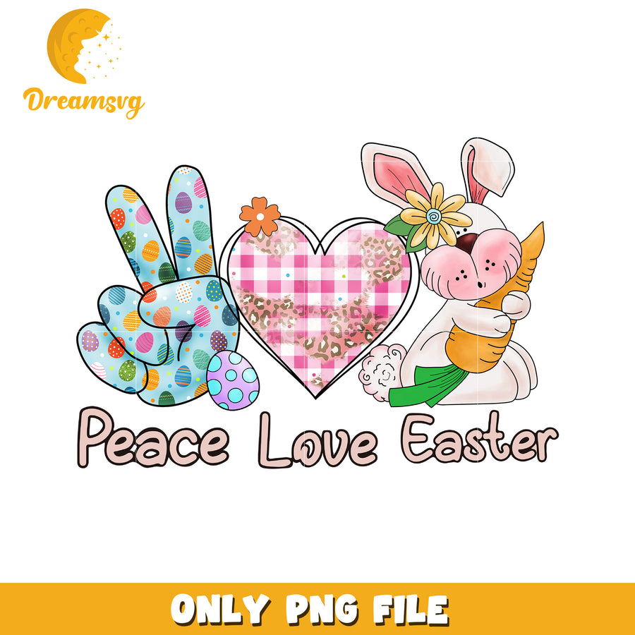 Peace Love Easter Bunny PNG Colorful Design for Spring