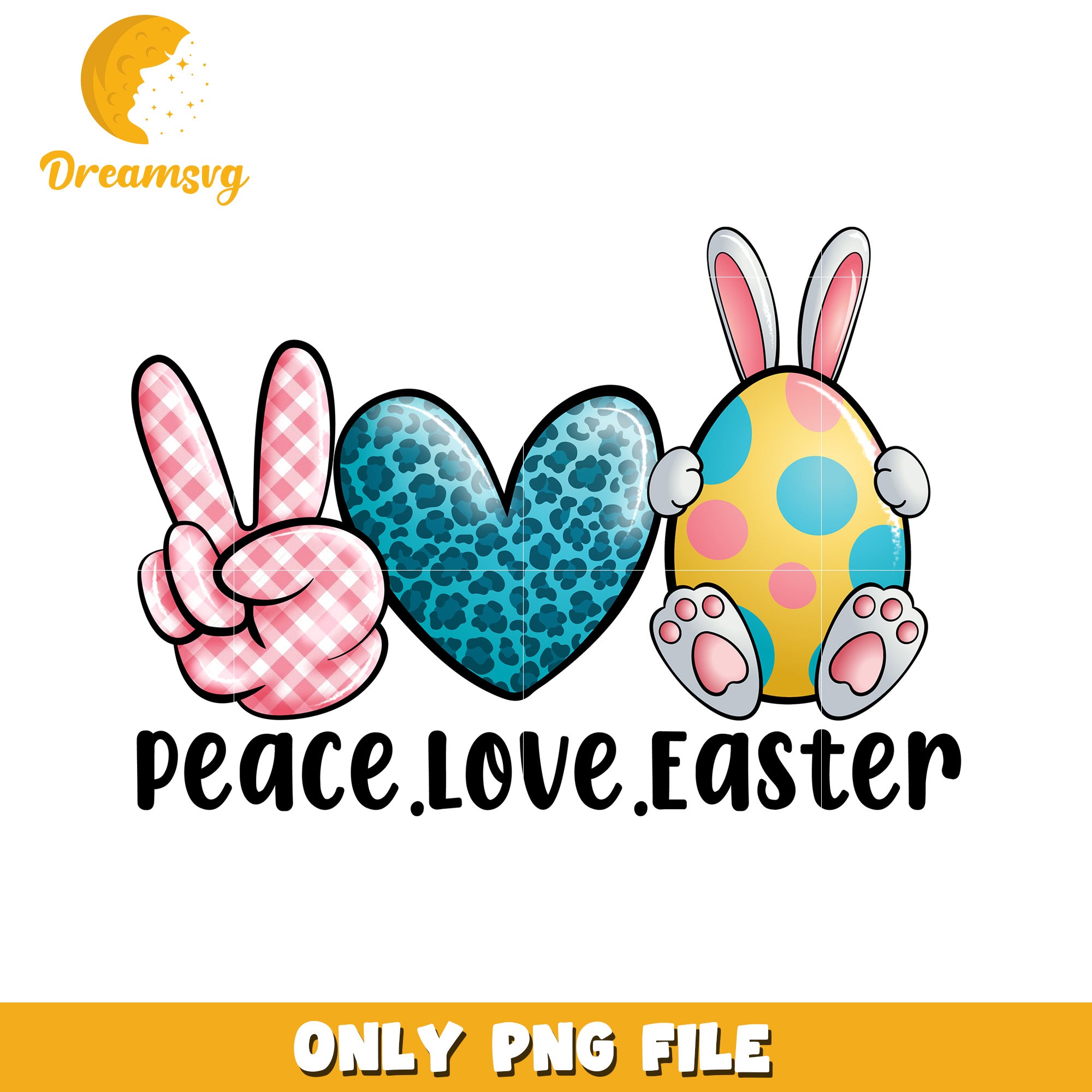 Peace Love Easter Bunny PNG Graphic for Spring Decor