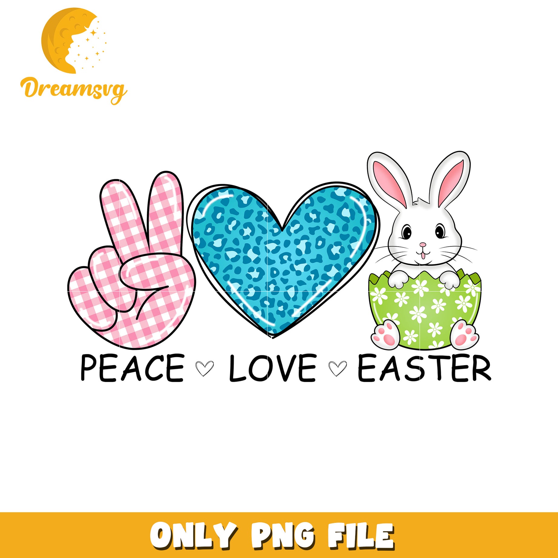Peace Love Easter Bunny PNG Graphic for Spring Festivities