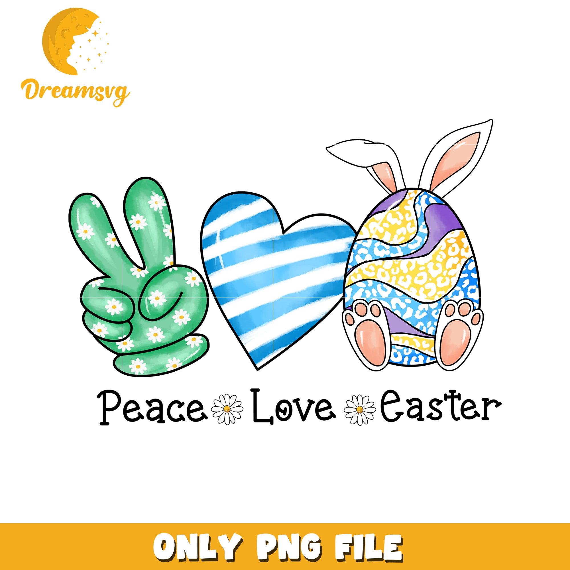 Peace Love Easter Colorful PNG Design for Celebrations