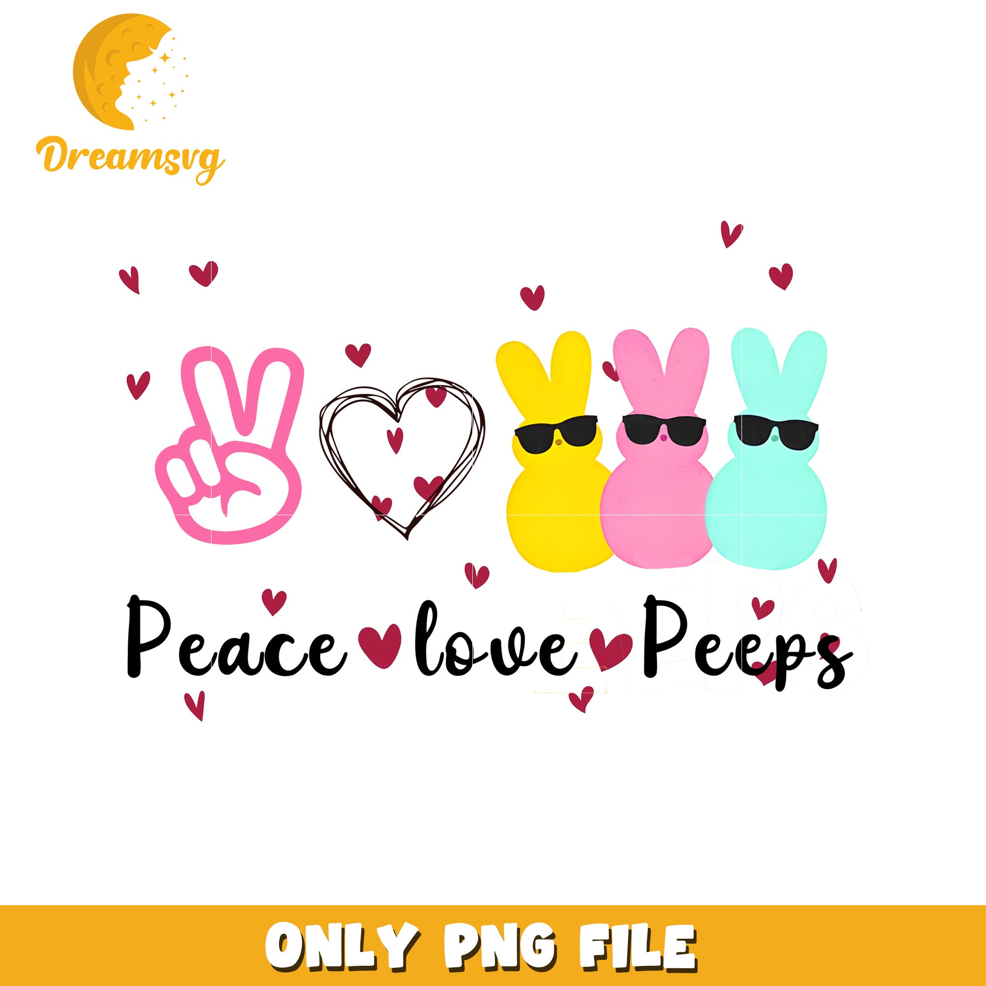 Peace Love Peeps PNG Easter Bunny Design