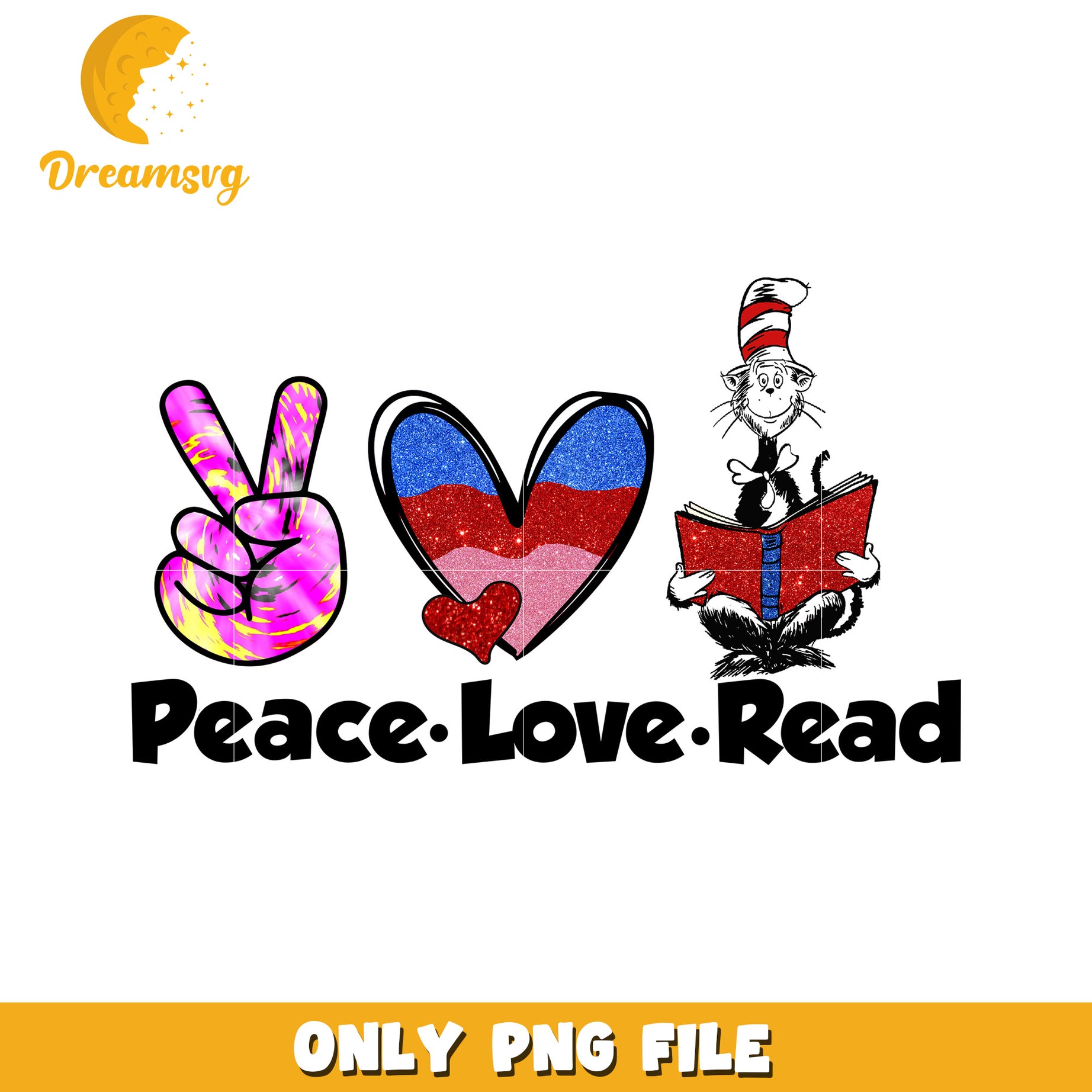 Peace Love Read PNG Sublimation