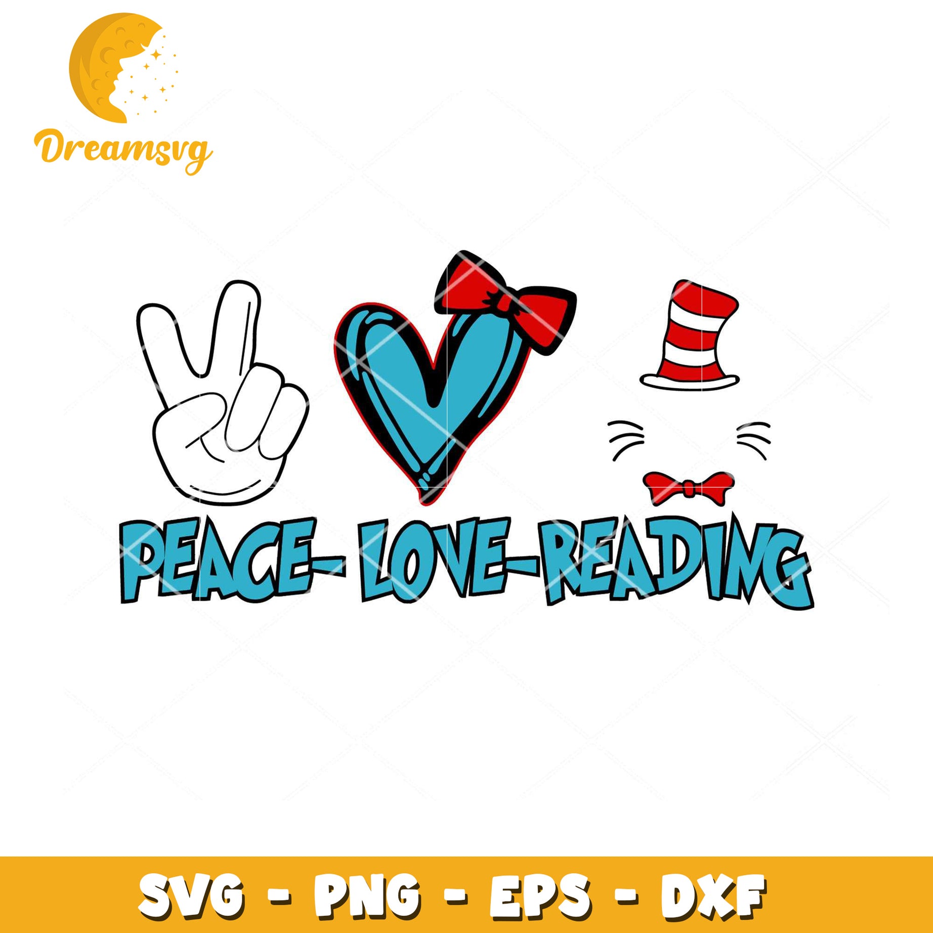 Peace Love Reading SVG Cut File