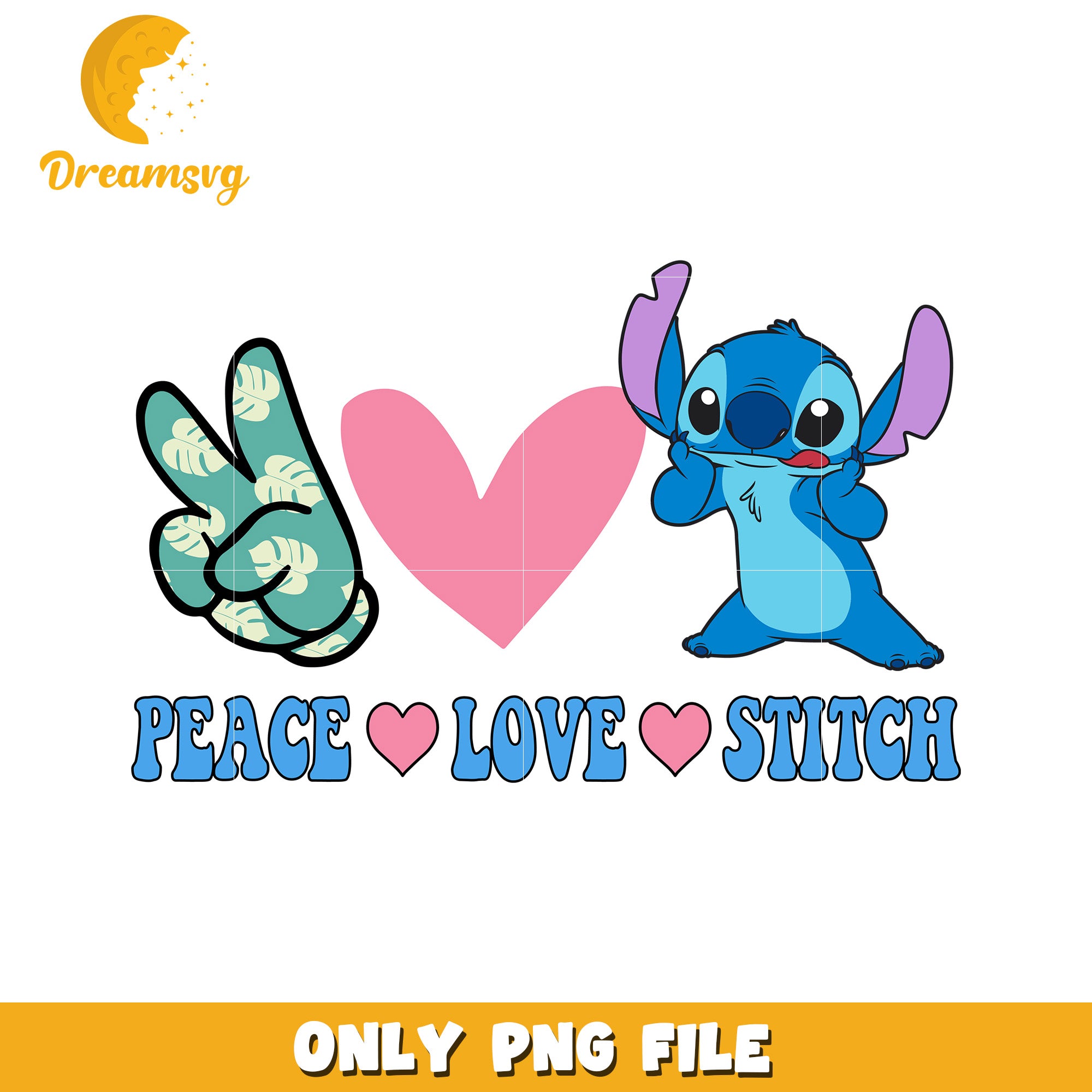 Peace Love Stitch PNG File, Cute Stitch Design, Digital Download