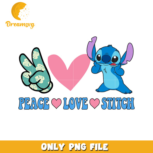 Peace Love Stitch PNG File, Cute Stitch Design, Digital Download