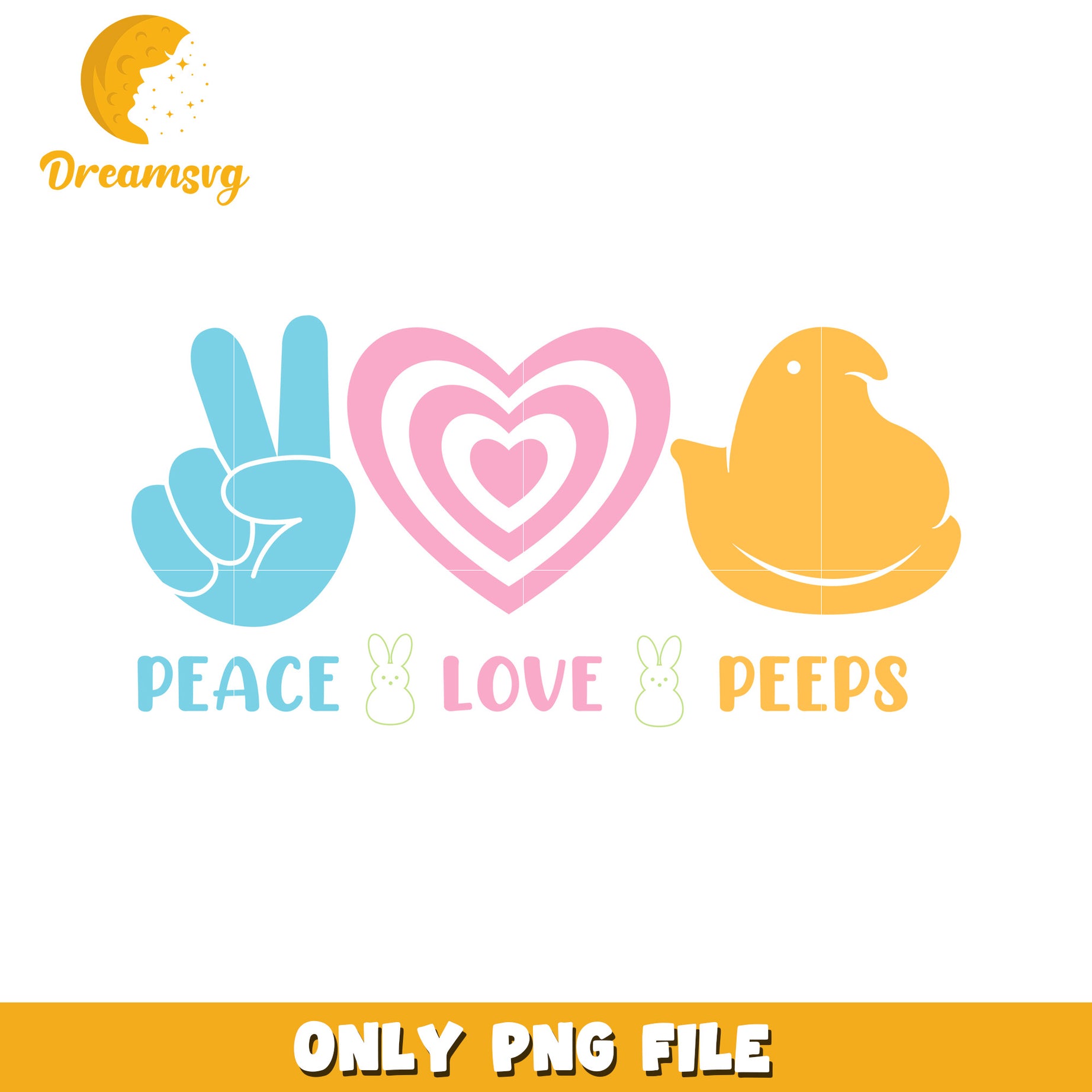 Peace Love and Peeps Fun Easter Graphic PNG Design