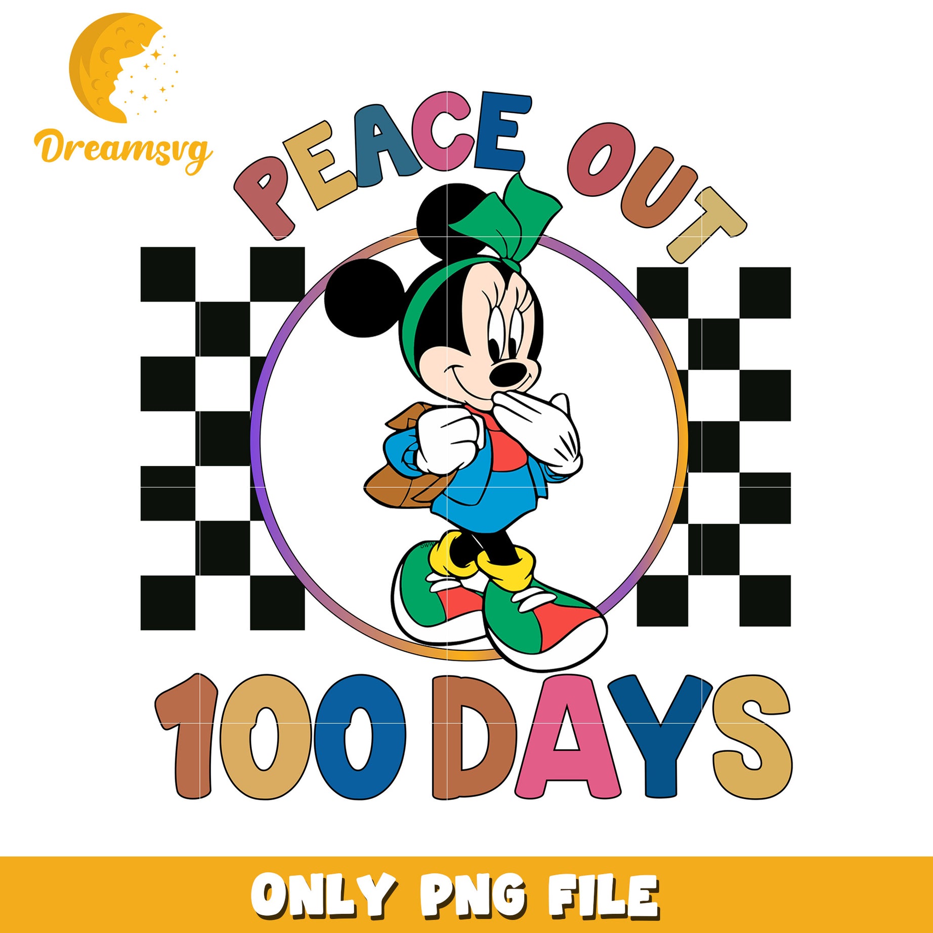 Peace Out 100 Days Mickey Mouse PNG File for Students